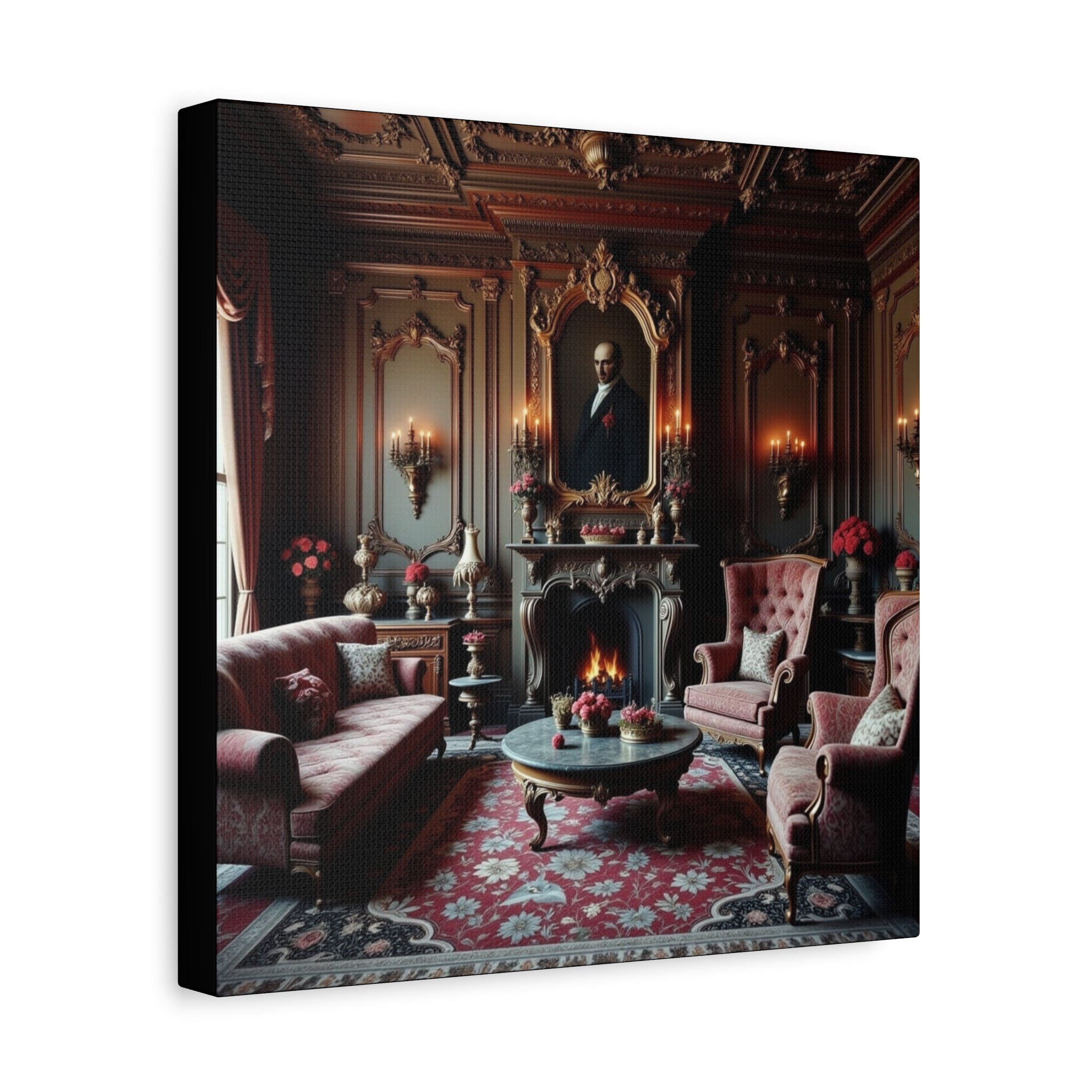 The Parlor Stretched Canvas Art, Vintage Home Decor, Wall Art, Living Room Decor, Classic Artwork for Art Lovers, Gift for Holidays