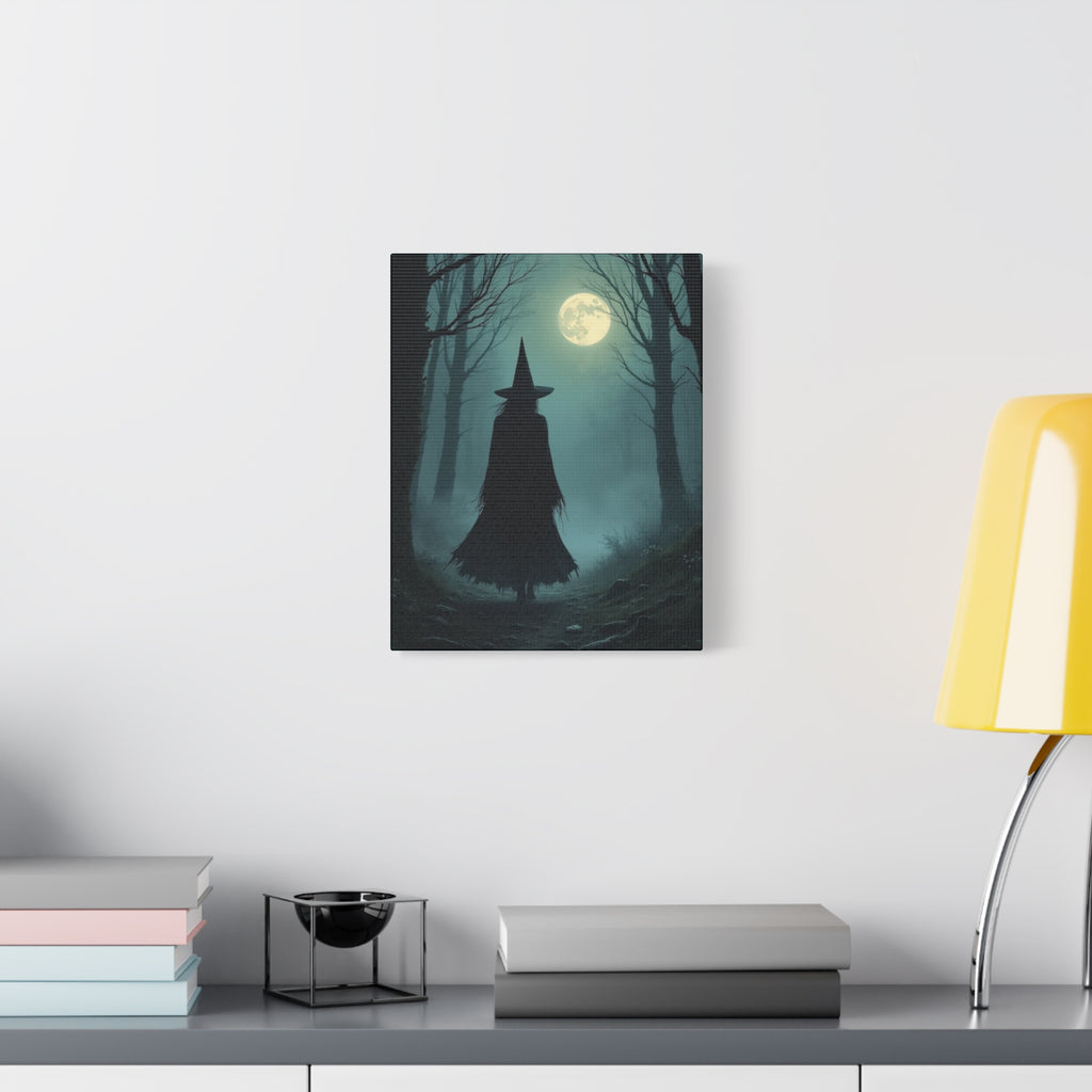 Full Moon Art Canvas, Spooky Wall Decor, Halloween Home Decoration, Witch Themed Gift, Witchy Artwork for October