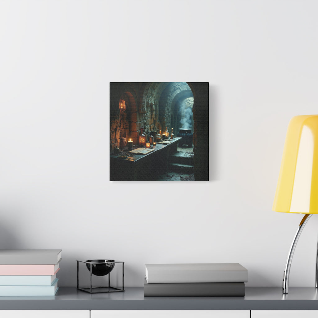 The Alchemist's Lab Canvas Art, Fantasy Wall Decor, Witchcraft Room Decoration, Gothic Home Accent, Enchanted Art for Halloween