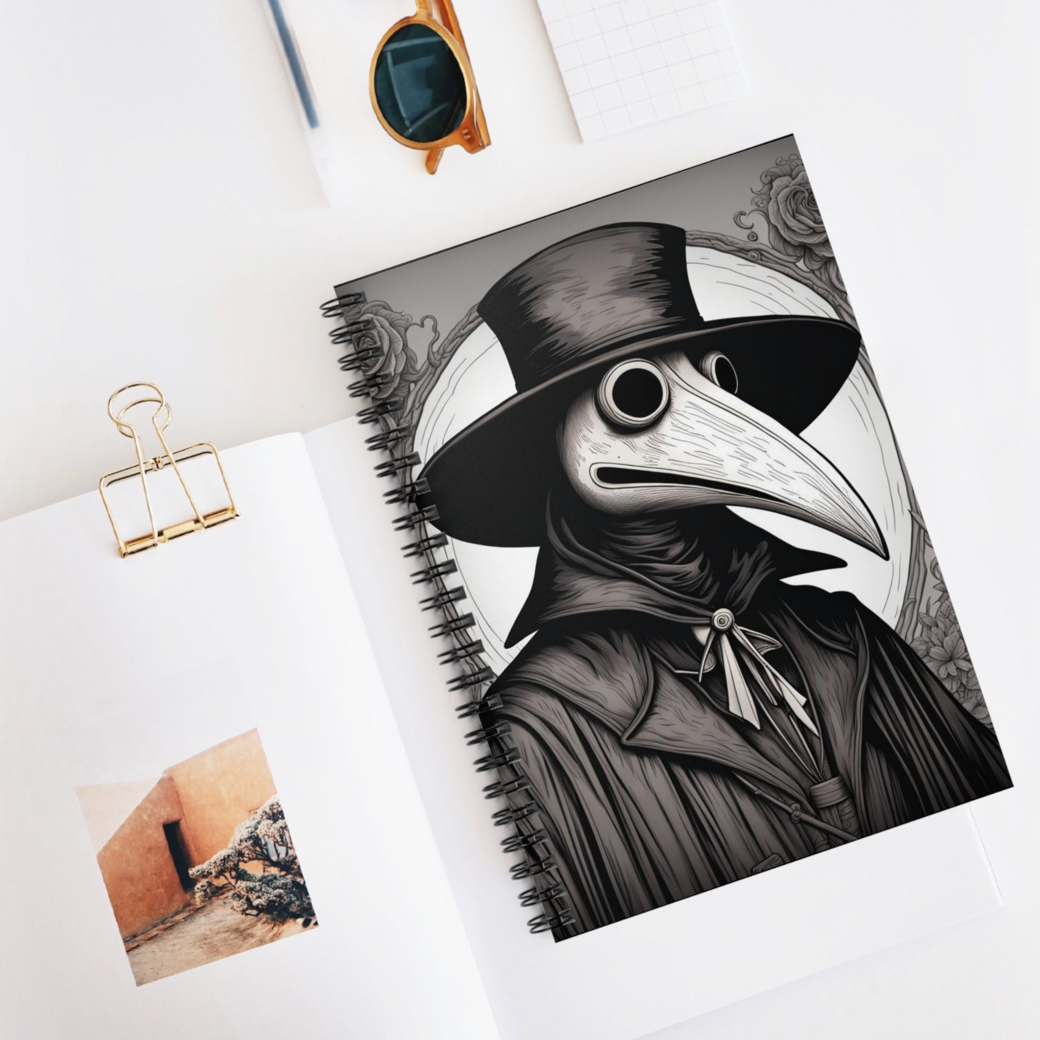 Vintage Plague Doctor Spiral Notebook - Perfect for Journals, Sketches, Notes, Gift for Writers, Art Lovers, Halloween Decor