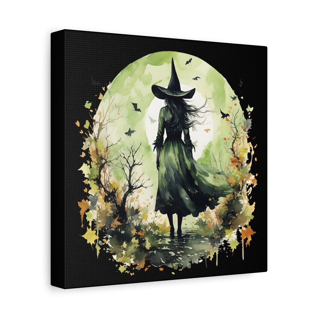 The Autumn Witch Canvas Wall Art, Mystic Decor for Halloween, Nature Lover Gift, Artistic Home Décor, Witch Art Print