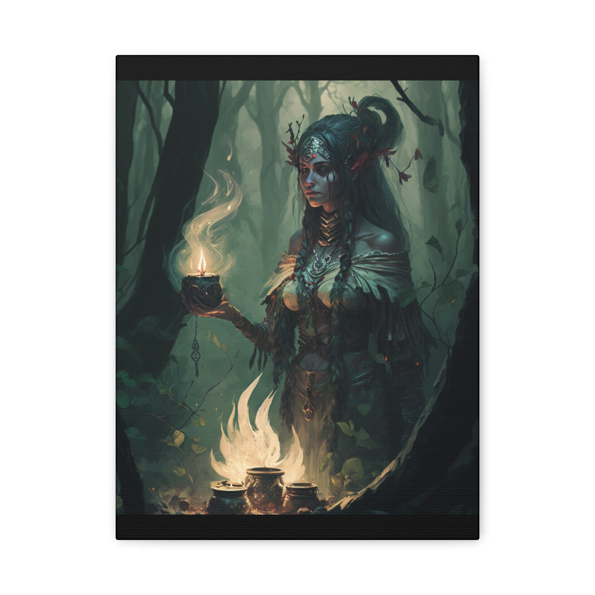 Enchanting Forest Goddess Canvas Art, Mystical Wall Decor, Spiritual Home Decor, Witchy Gift, Bohemian Artwork, Fantasy Art
