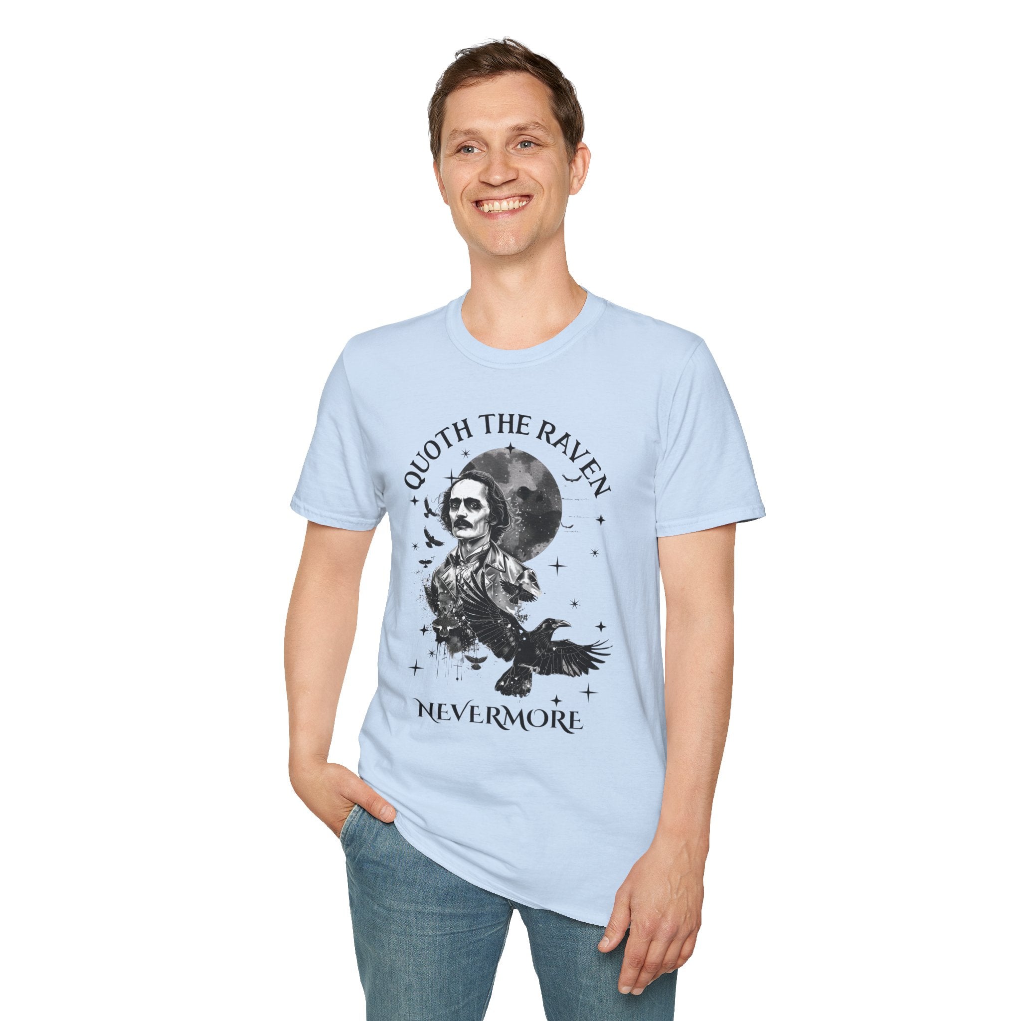 Edgar Allan Poe Themed T-Shirt | Quoth the Raven, Nevermore | Literary Gift, Vintage Style, Halloween Apparel, Book Lover Shirt