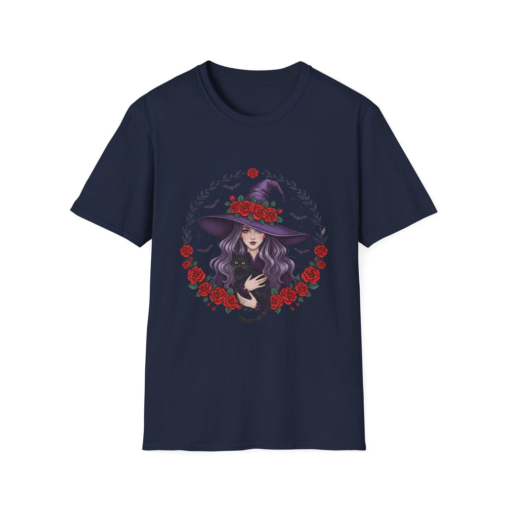 Witchy Floral T-Shirt for Every Occasion, Unisex Softstyle Tee, Halloween Gift, Cute Witch Shirt, Fashionable Tee, Everyday Style