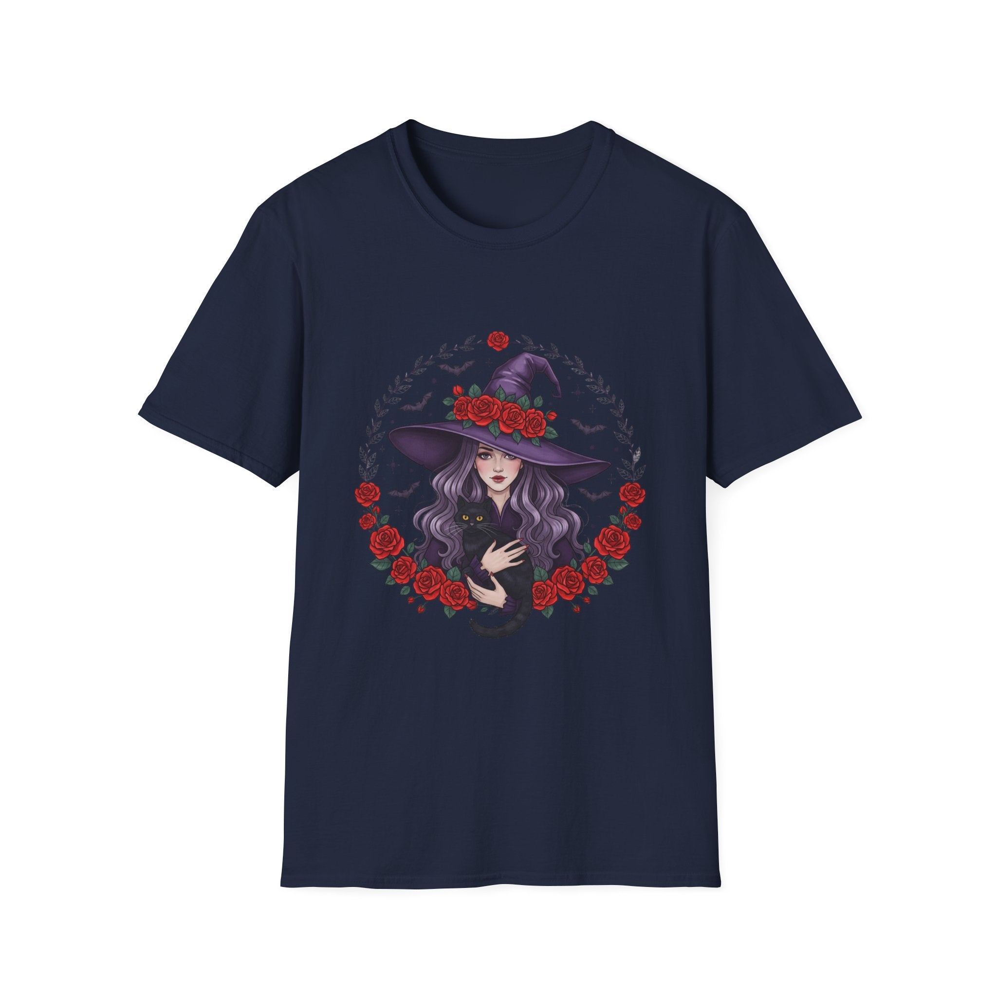 Witchy Floral T-Shirt for Every Occasion, Unisex Softstyle Tee, Halloween Gift, Cute Witch Shirt, Fashionable Tee, Everyday Style