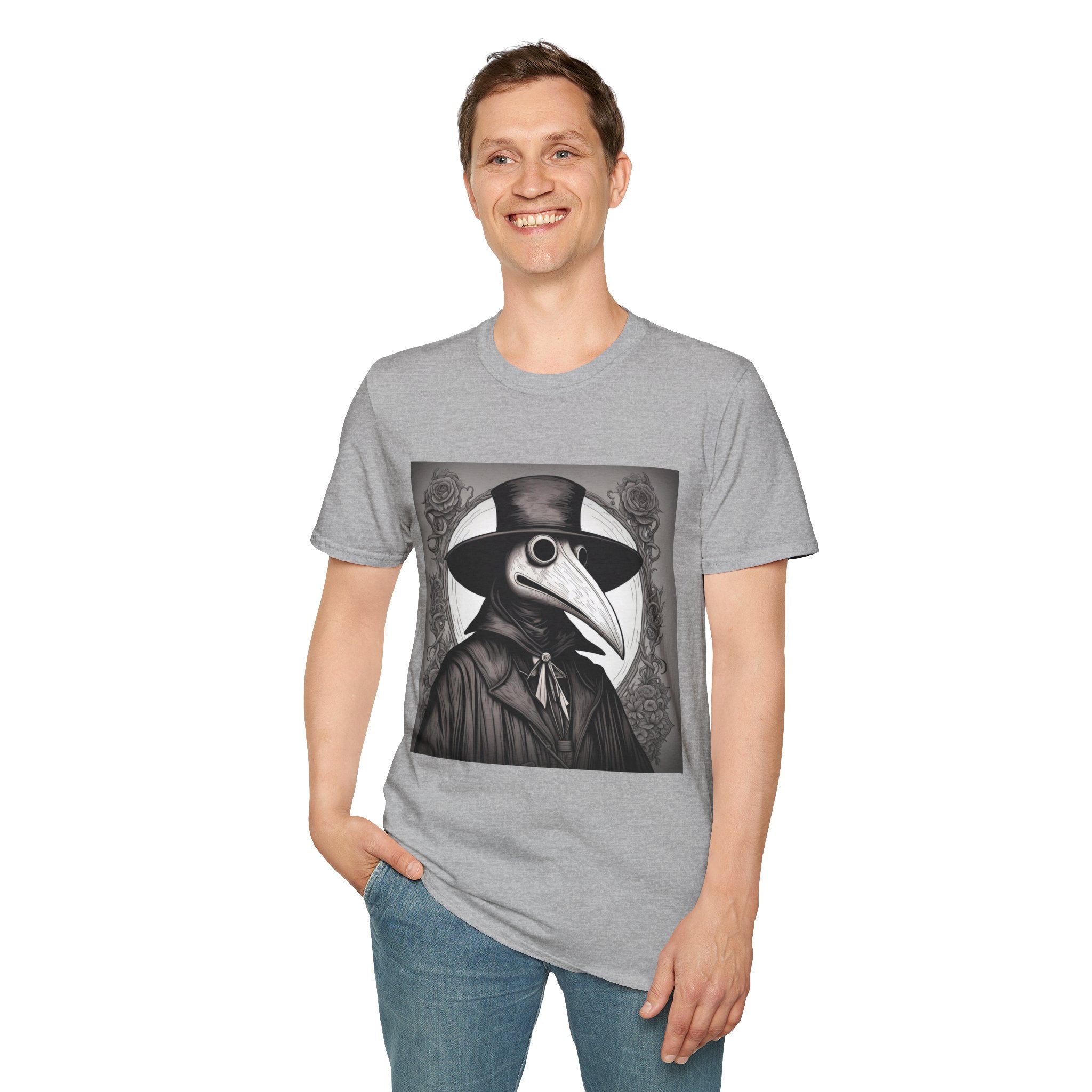 Vintage Plague Doctor Graphic Tee, Unisex T-Shirt, Halloween Costume, Gothic Fashion, Spooky Gift, Unique Art Shirt