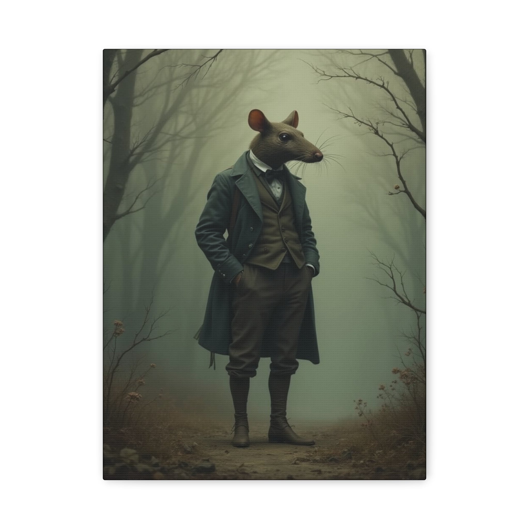 Elegant Rat Canvas Wall Art, Quirky Home Decor, Animal Lover Gift, Fantasy Artwork, Unique Wall Decor