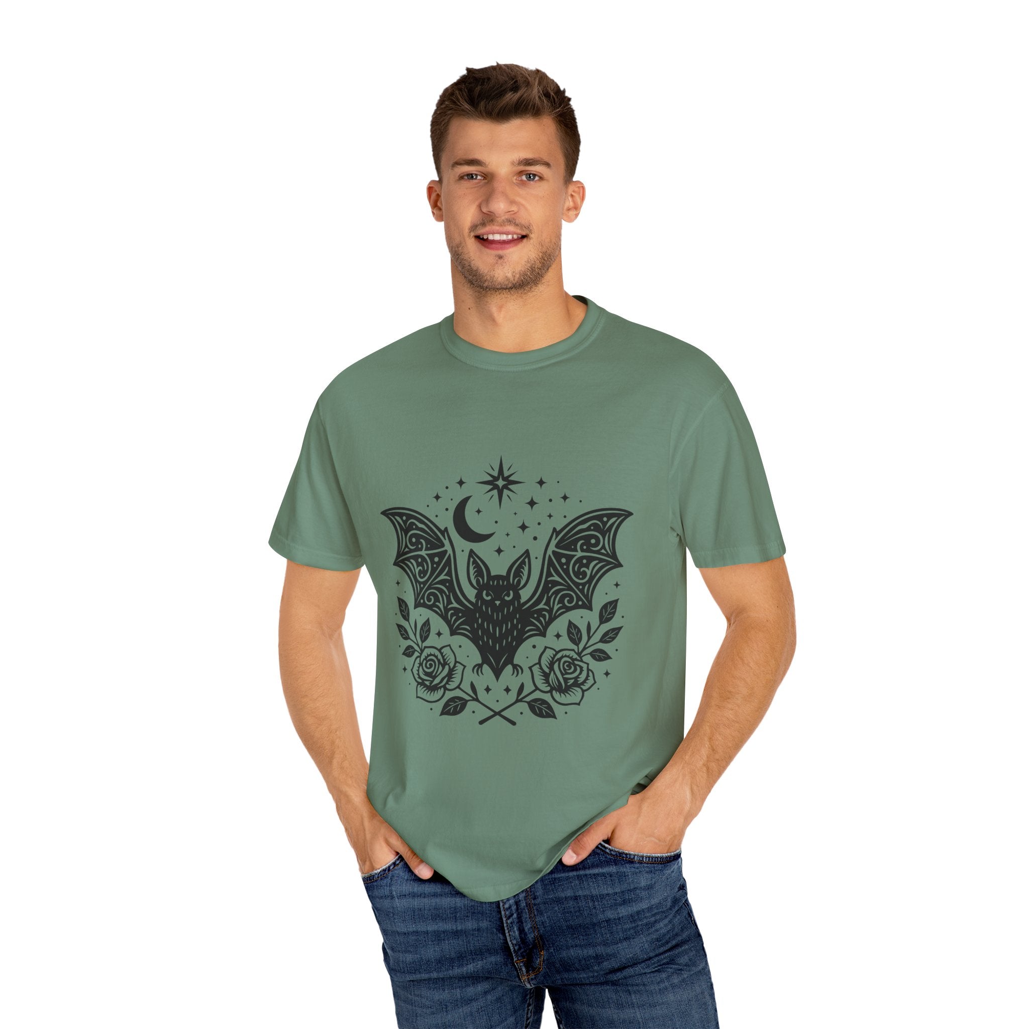 Gothic Bat Unisex T-Shirt, Vintage Style Tee for Halloween, Cool Graphic Top, Boho Clothing, Festival Wear