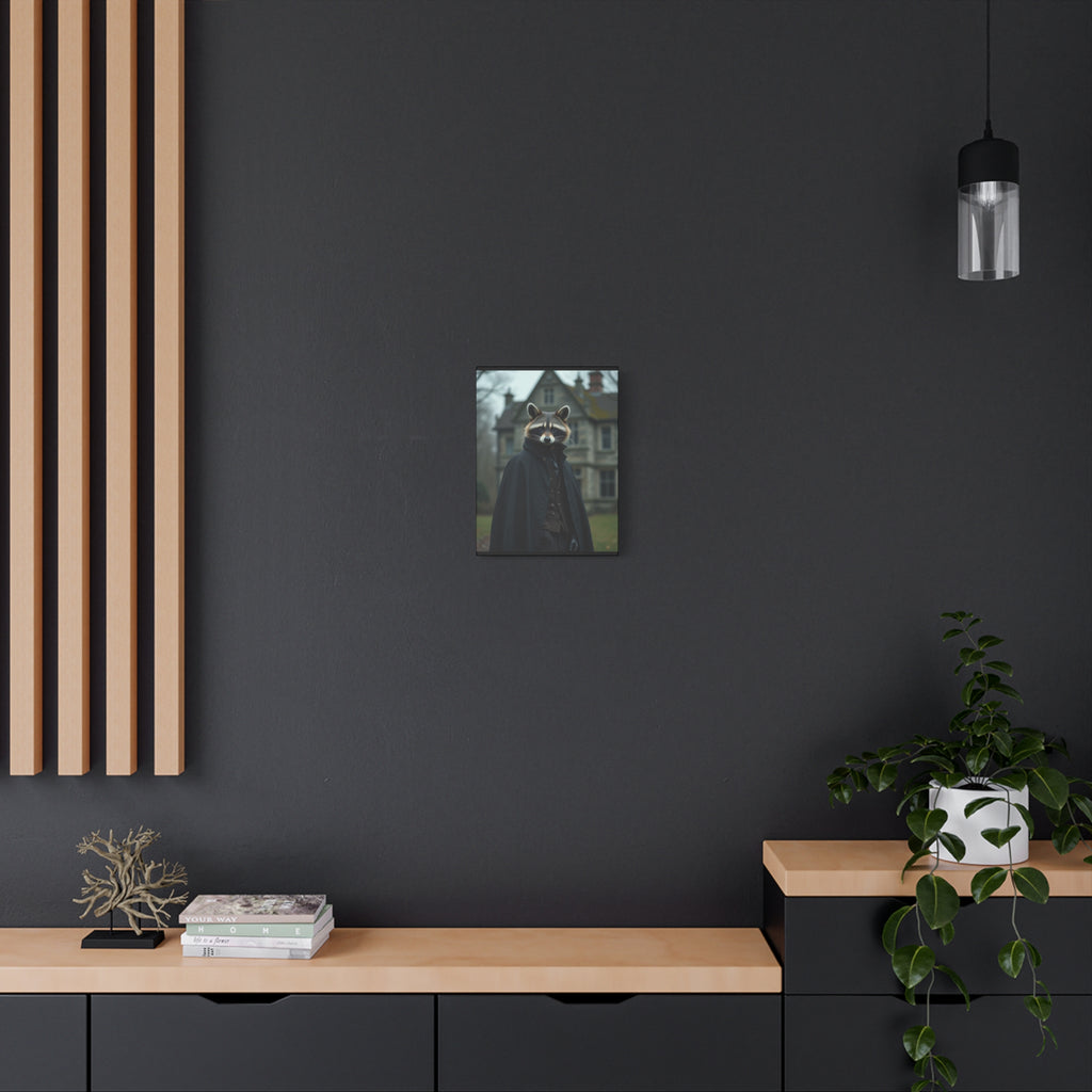 Folk Horror Raccoon Art Canvas, Raccoon Decor, Unique Wall Art, Home Aesthetic, Quirky Animal Portrait, Gift for Animal Lovers