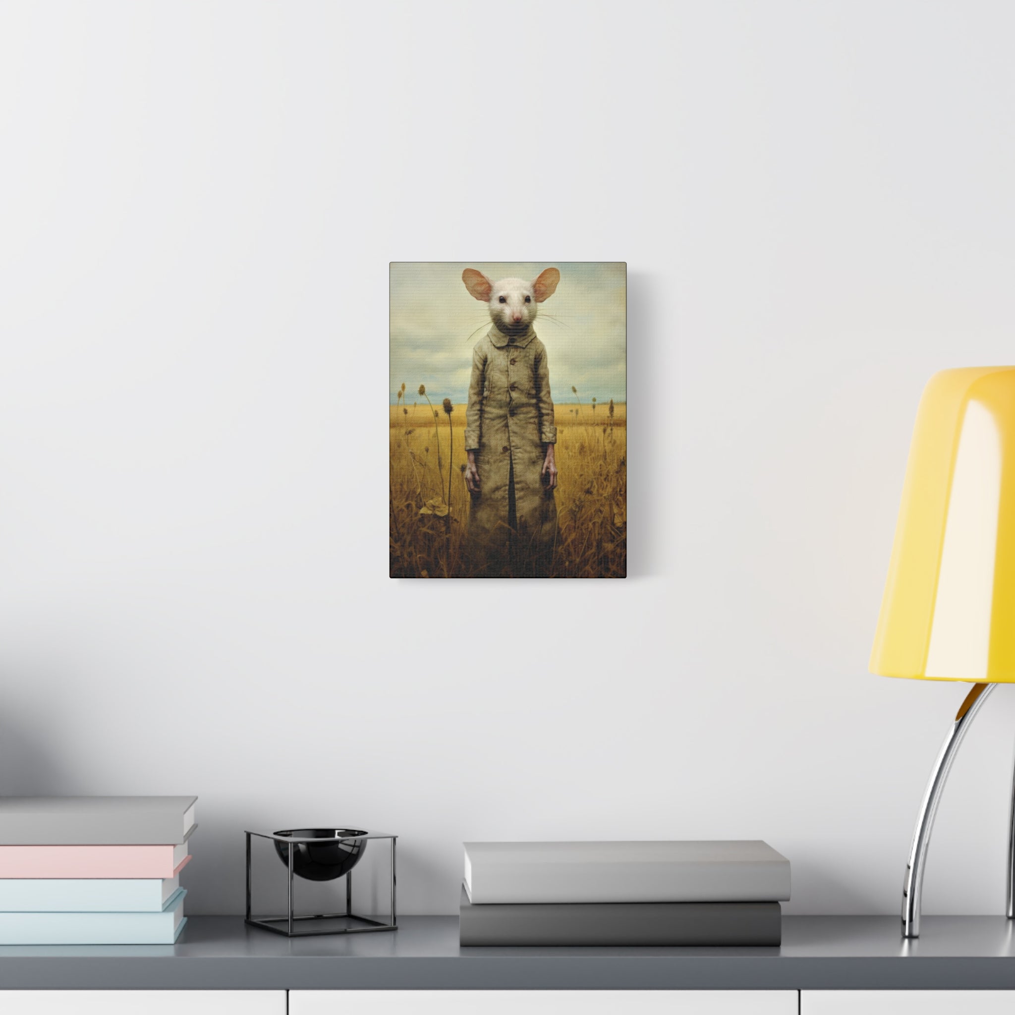 Folk Horror Mouse Canvas Print, Quirky Home Decor, Unique Gift, Art for Animal Lovers, Retro Aesthetic