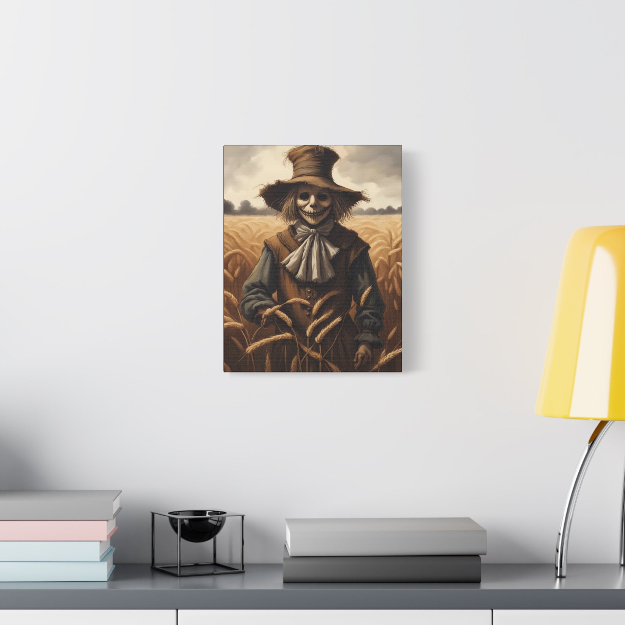 Scarecrow Canvas Art Print, Creepy Wall Decor, Autumn Home Decor, Halloween Decoration, Farmhouse Wall Art