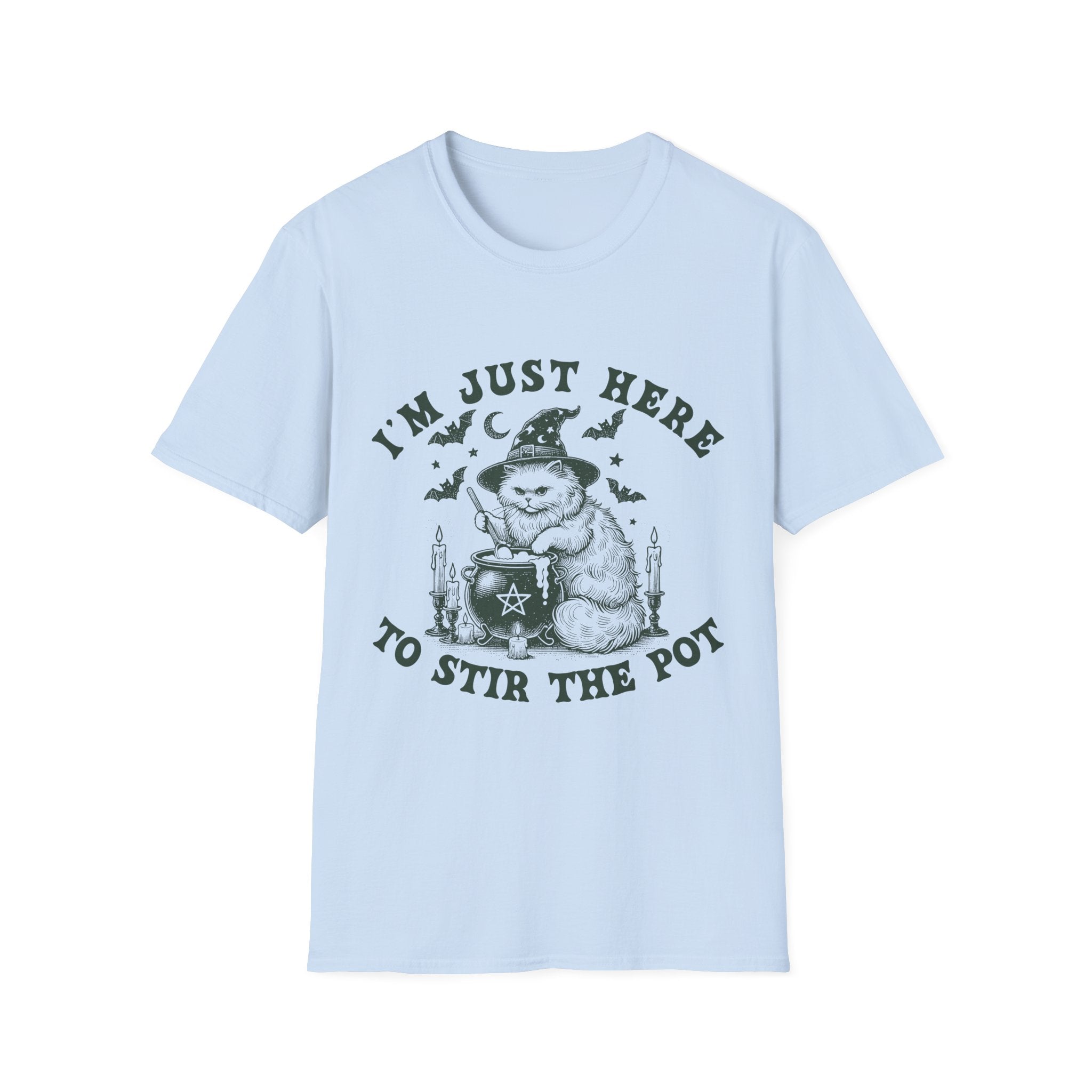 Whimsical Cat T-Shirt for Cat Lovers, Funny Graphic Tee, Gift for Pet Owners, Cozy Casual Wear, Halloween Humor Shirt