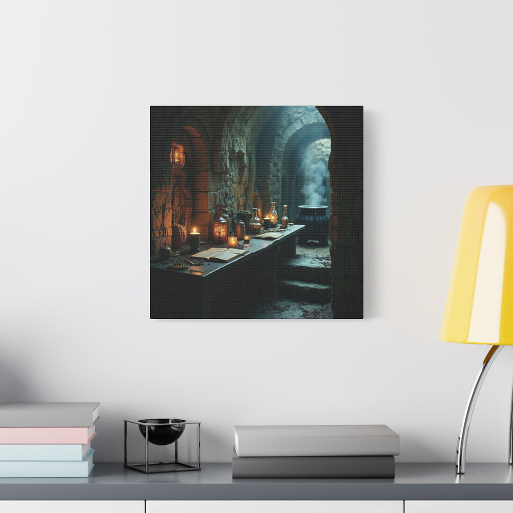 The Alchemist's Lab Canvas Art, Fantasy Wall Decor, Witchcraft Room Decoration, Gothic Home Accent, Enchanted Art for Halloween