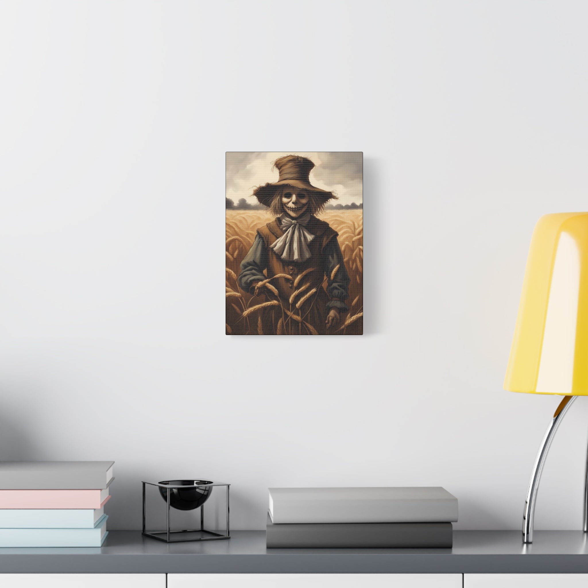 Scarecrow Canvas Art Print, Creepy Wall Decor, Autumn Home Decor, Halloween Decoration, Farmhouse Wall Art