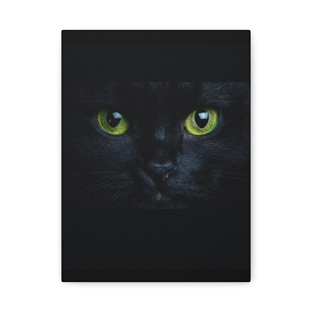 Green Eyes Black Cat Wall Art, Canvas Print, Home Decor, Cat Lover Gift, Halloween Decor, Animal Art