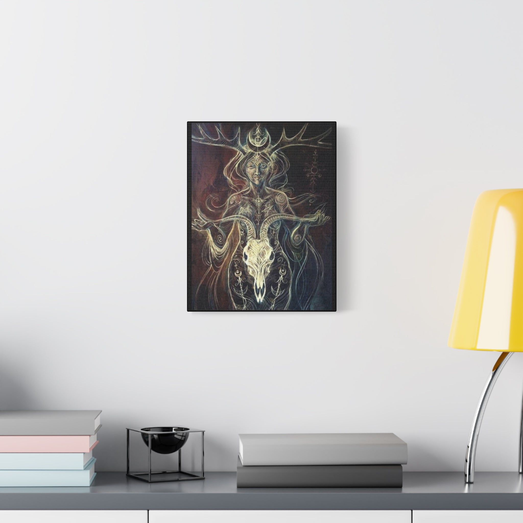 Shaman Wall Art, Bohemian Decor, Goddess Artwork, Spiritual Home Decor, Nature-Inspired Canvas, Witchy Aesthetic Art