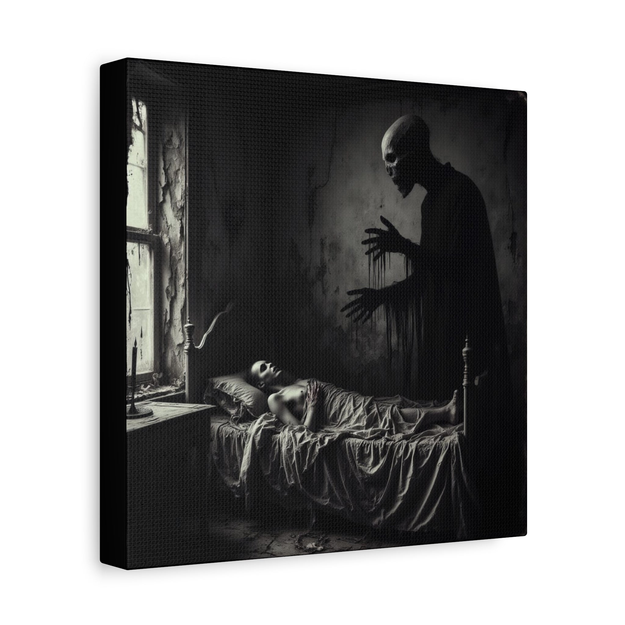 Night Terrors Art Canvas Print, Gothic Wall Decor for Home, Horror Themed Art, Unique Gift for Halloween, Spooky Bedroom Decor
