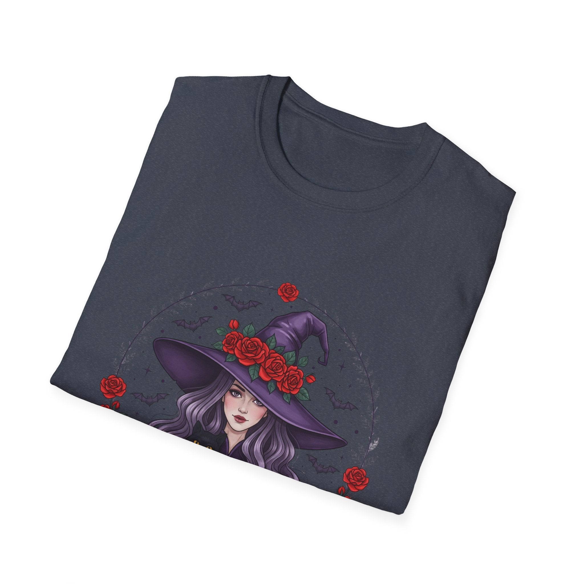 Witchy Floral T-Shirt for Every Occasion, Unisex Softstyle Tee, Halloween Gift, Cute Witch Shirt, Fashionable Tee, Everyday Style