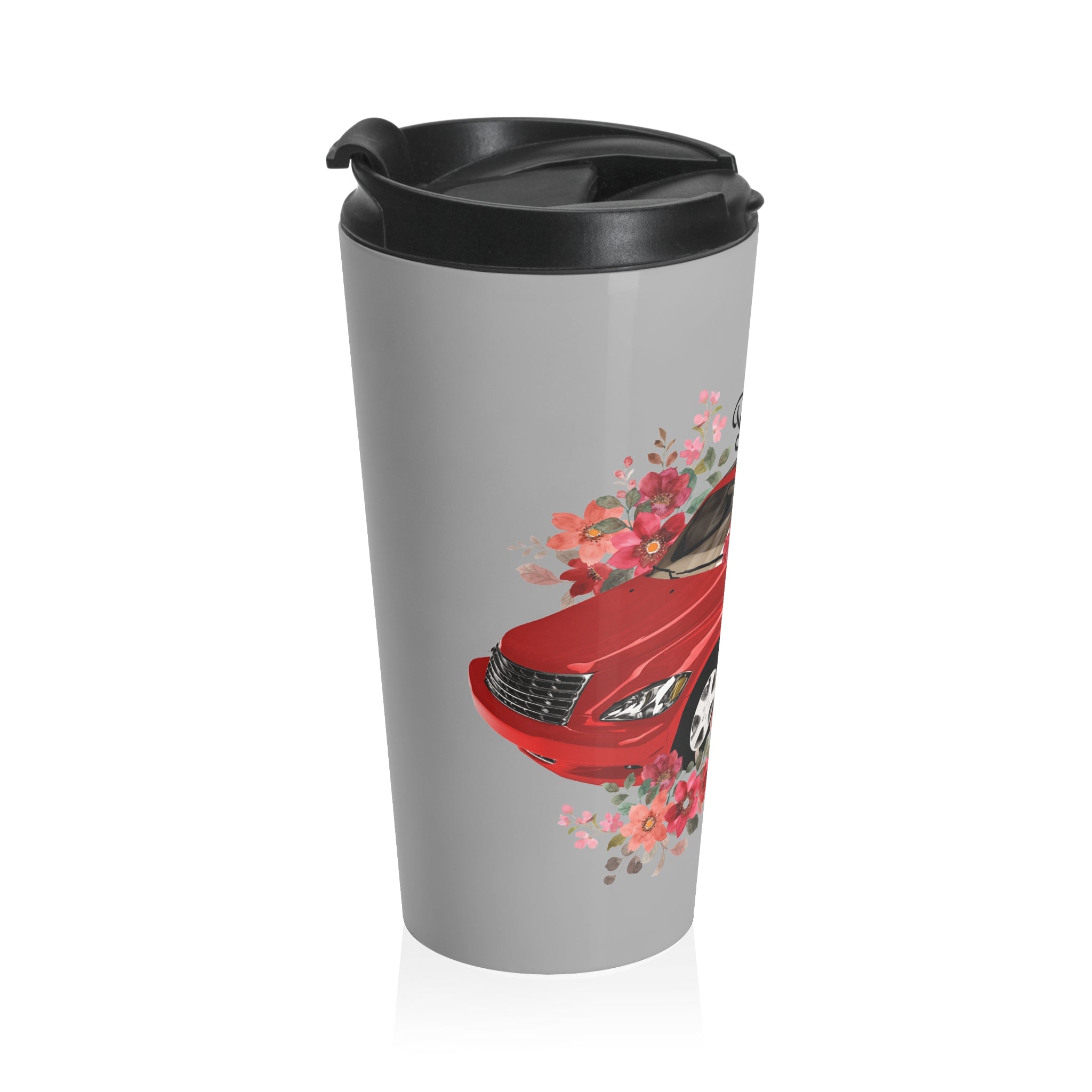 Floral PT Cruiser Travel Mug - Perfect for Car Lovers, Floral Gifts, Road Trips, Commuting, Eco-Friendly Travel Accessories