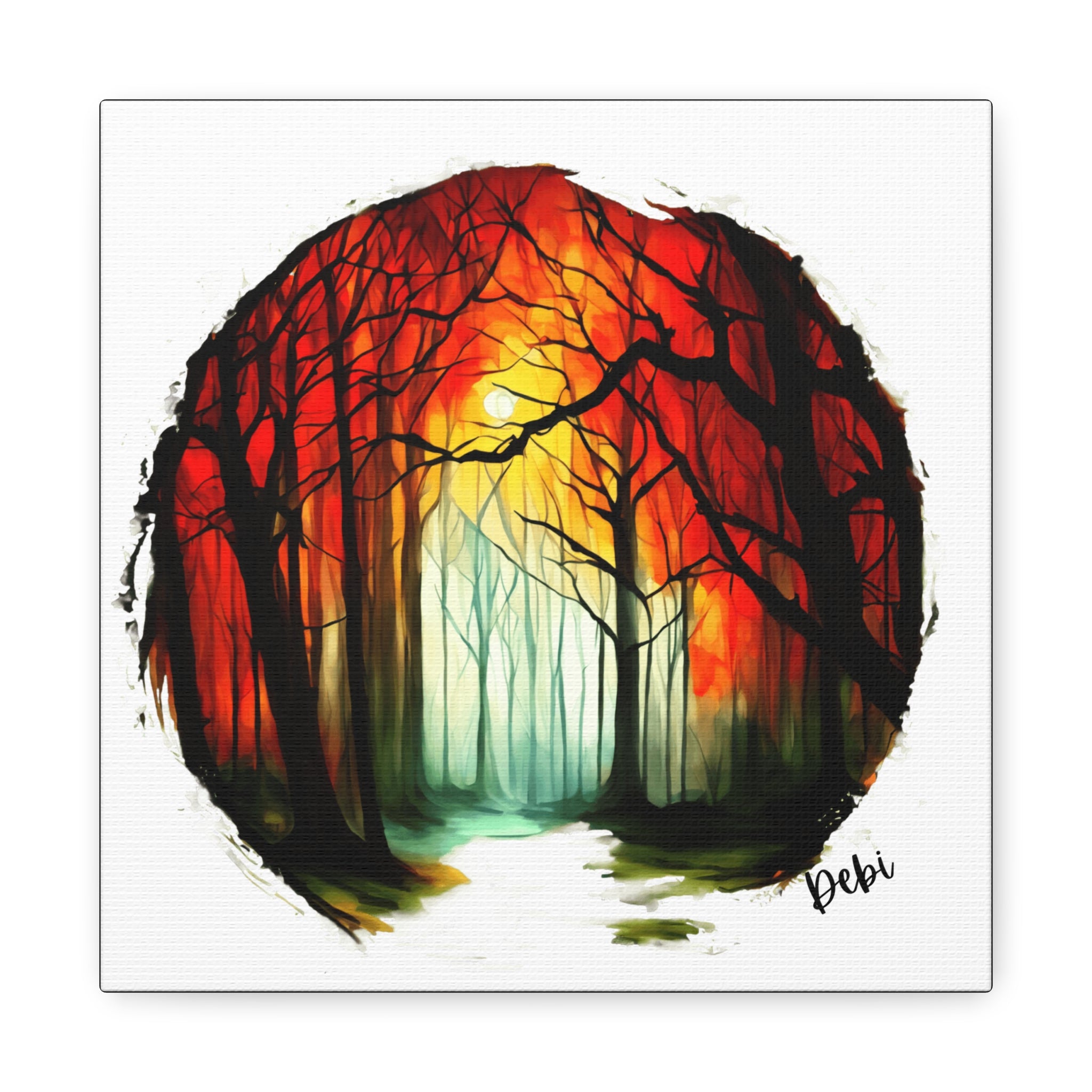 The Woods Canvas Art, Colorful Home Decor, Nature Wall Art, Gift for Nature Lover, Living Room Wall Decoration, Handmade Art