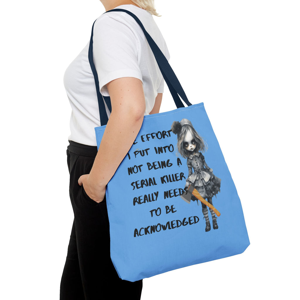 Creepy Doll Tote Bag, Playful Tote for Animal Lovers, Unique Gift, Eco-Friendly Shopping Bag, Fun Everyday Use, Cute Design