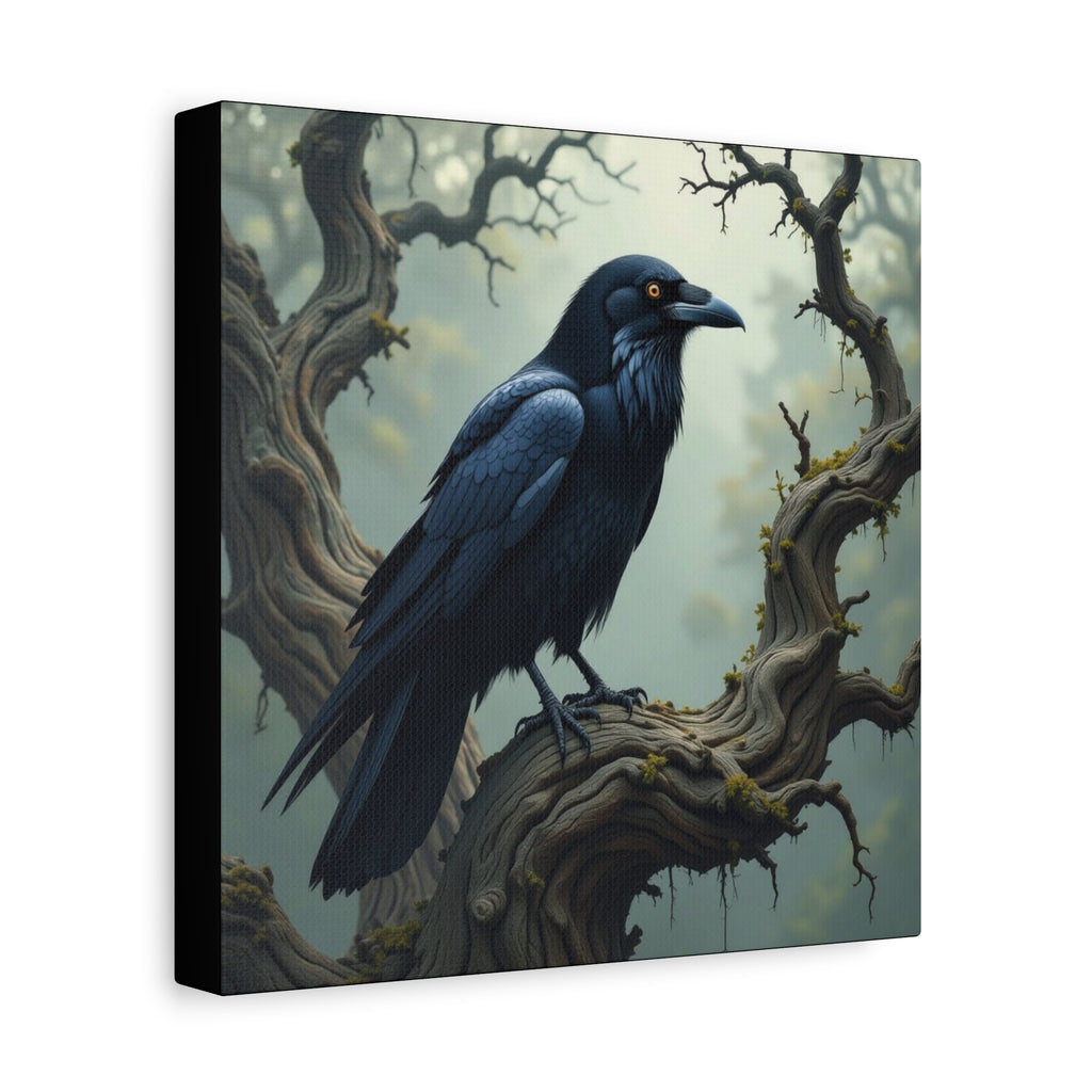 Mystical Raven Canvas Art, Black Bird Wall Decor, Gothic Home Accent, Halloween Decoration, Nature Artwork