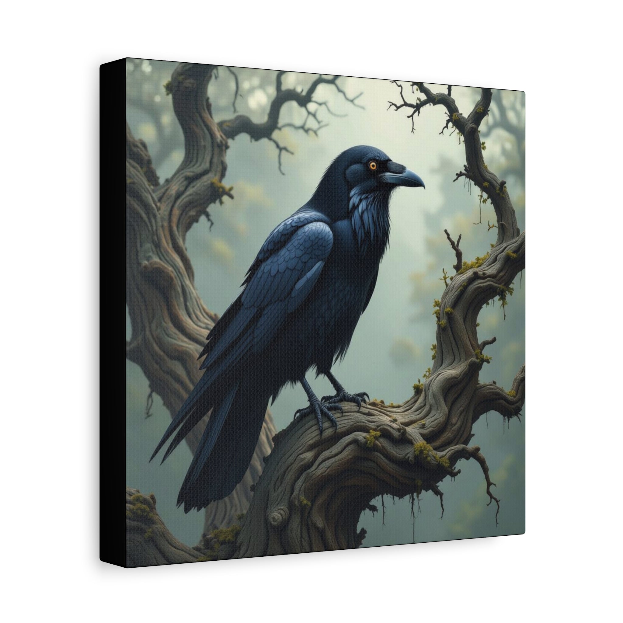 Mystical Raven Canvas Art, Black Bird Wall Decor, Gothic Home Accent, Halloween Decoration, Nature Artwork