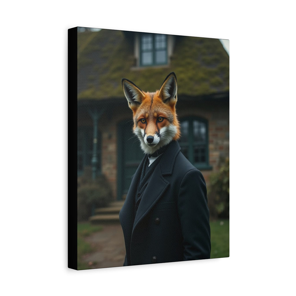 Folk Horror Fox Portrait Canvas Wall Art, Animal Lover Decor, Unique Gift, Rustic Home Accent, Nature-Inspired Artwork