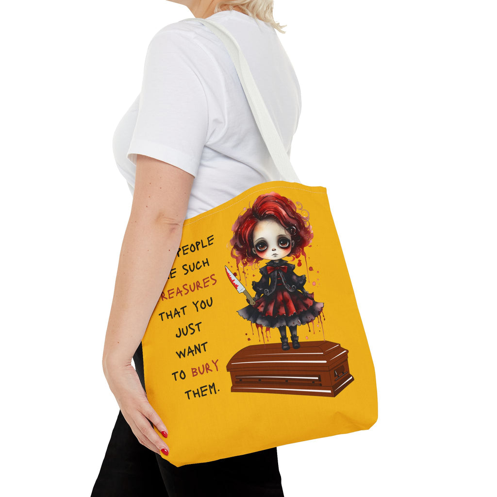 Creepy Doll Tote Bag with Quirky Artwork, Ideal for Halloween Decor, Gift for Alternative Fashion Lovers, Unique Shopper Bag, Spooky Gift