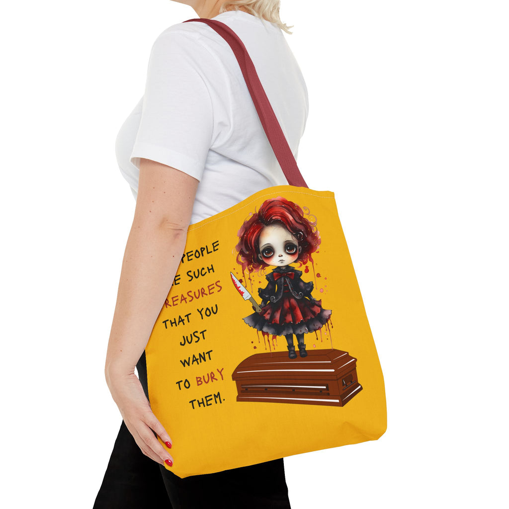 Creepy Doll Tote Bag with Quirky Artwork, Ideal for Halloween Decor, Gift for Alternative Fashion Lovers, Unique Shopper Bag, Spooky Gift