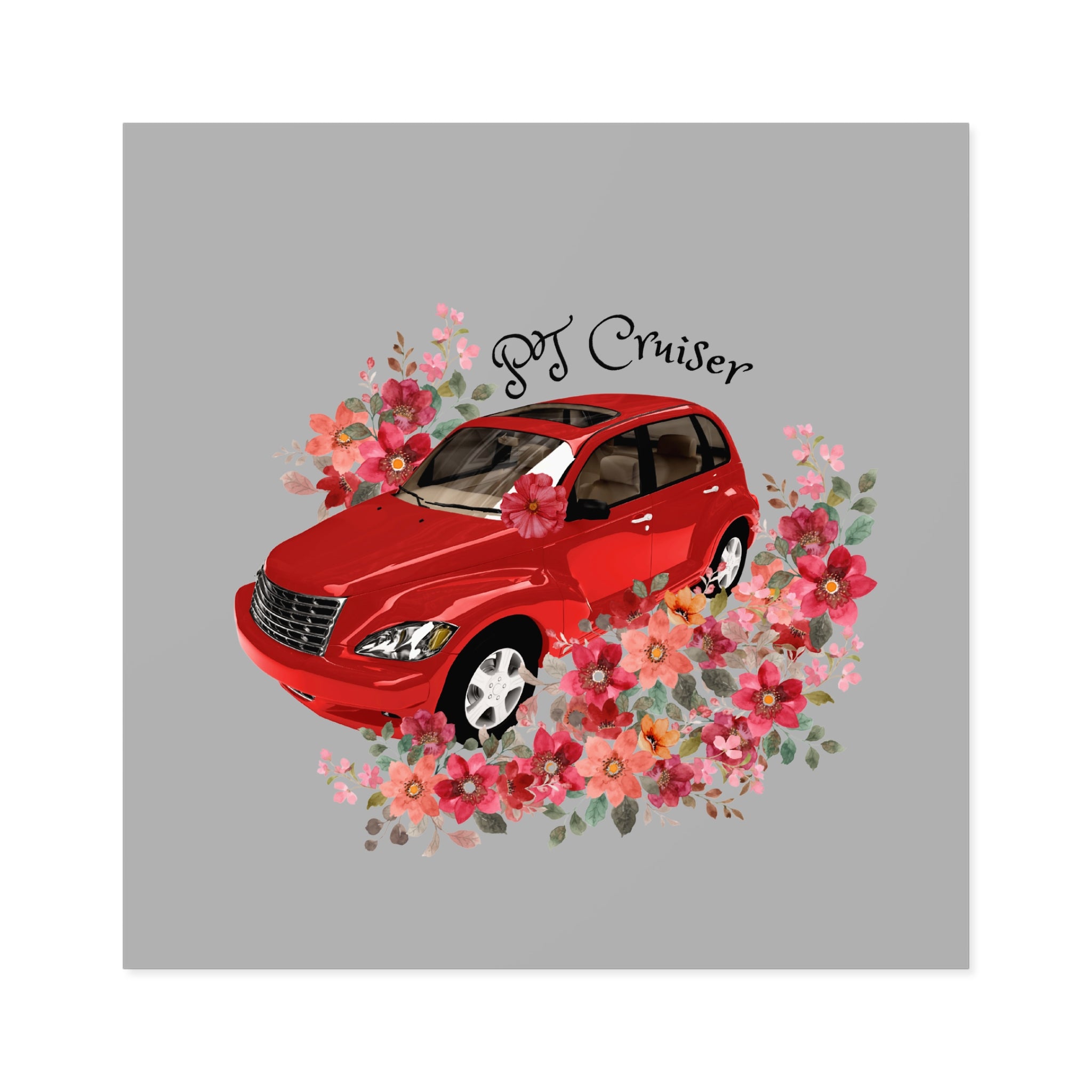 PT Cruiser Stickers, PT Cruiser Art, Vintage Car Decor, Flower Car Vinyls, Gift for Car Enthusiasts, Vehicle Wall Decor