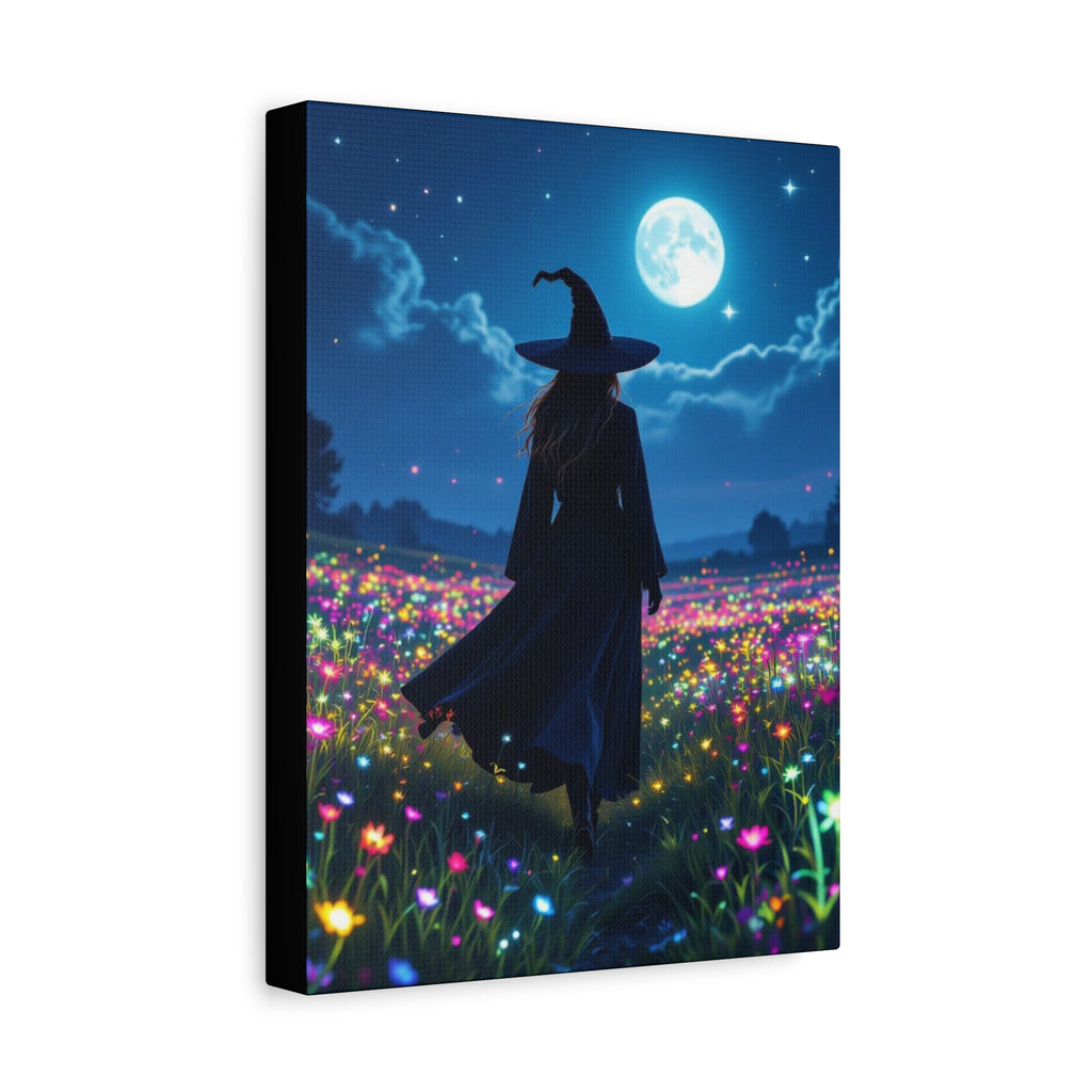 The Night Vale Canvas Print, Enchanted Wall Art, Moonlit Landscape, Halloween Decor, Gift for Witch Lovers