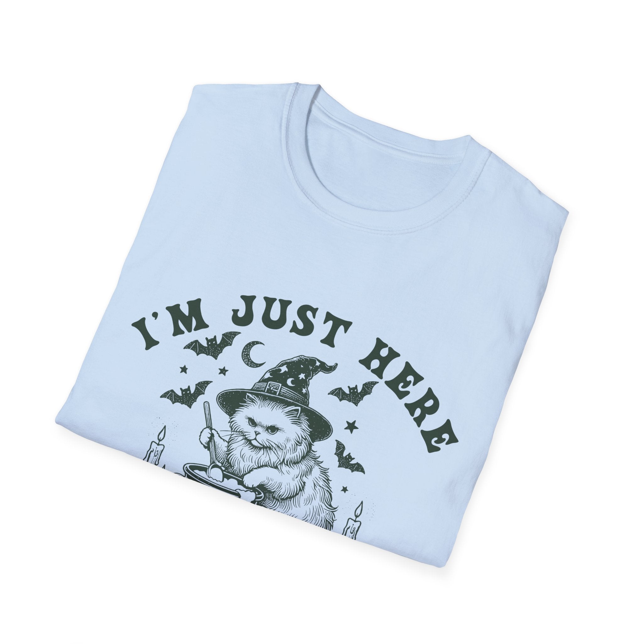 Whimsical Cat T-Shirt for Cat Lovers, Funny Graphic Tee, Gift for Pet Owners, Cozy Casual Wear, Halloween Humor Shirt