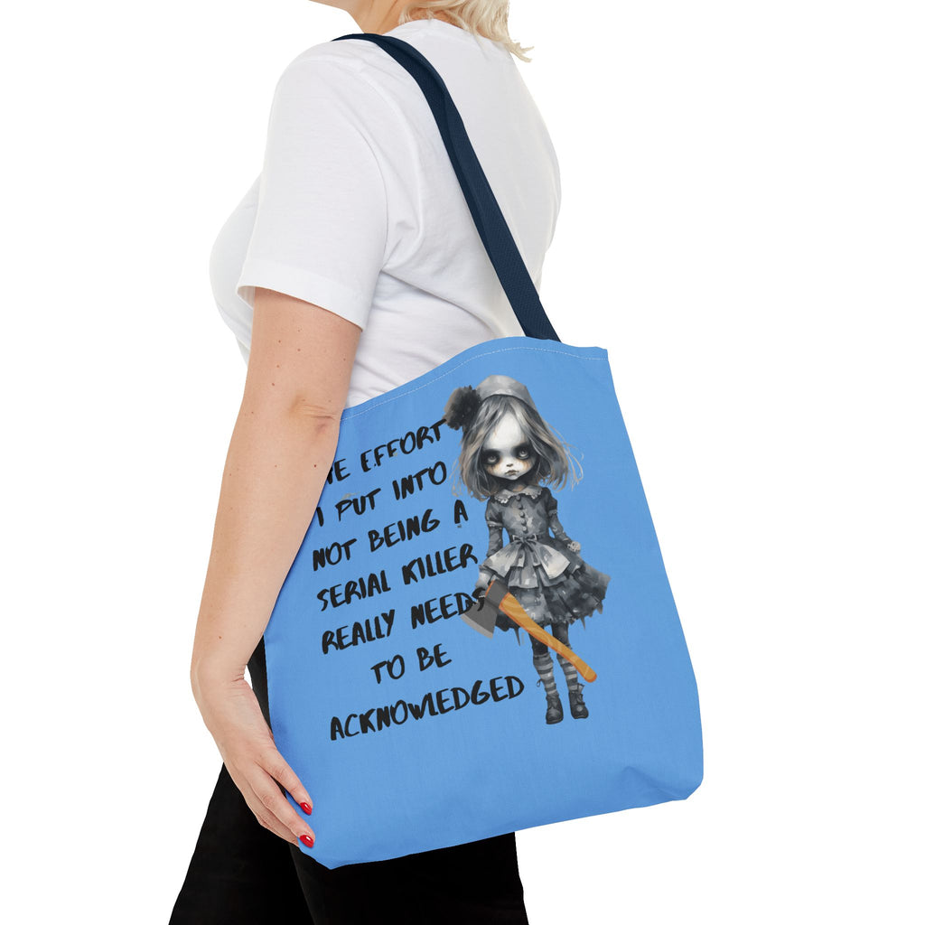 Creepy Doll Tote Bag, Playful Tote for Animal Lovers, Unique Gift, Eco-Friendly Shopping Bag, Fun Everyday Use, Cute Design
