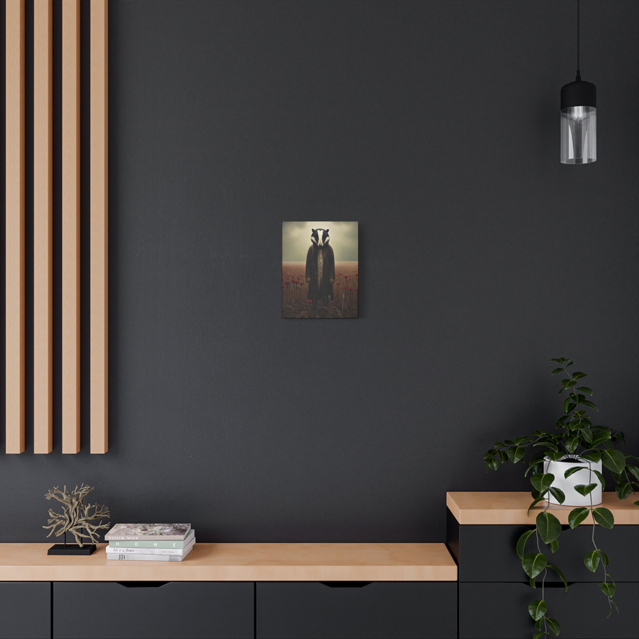 Folk Horror Badger Canvas Art, Unique Animal Wall Decor, Home Aesthetic Art, Gift for Animal Lovers, Quirky Housewarming Idea