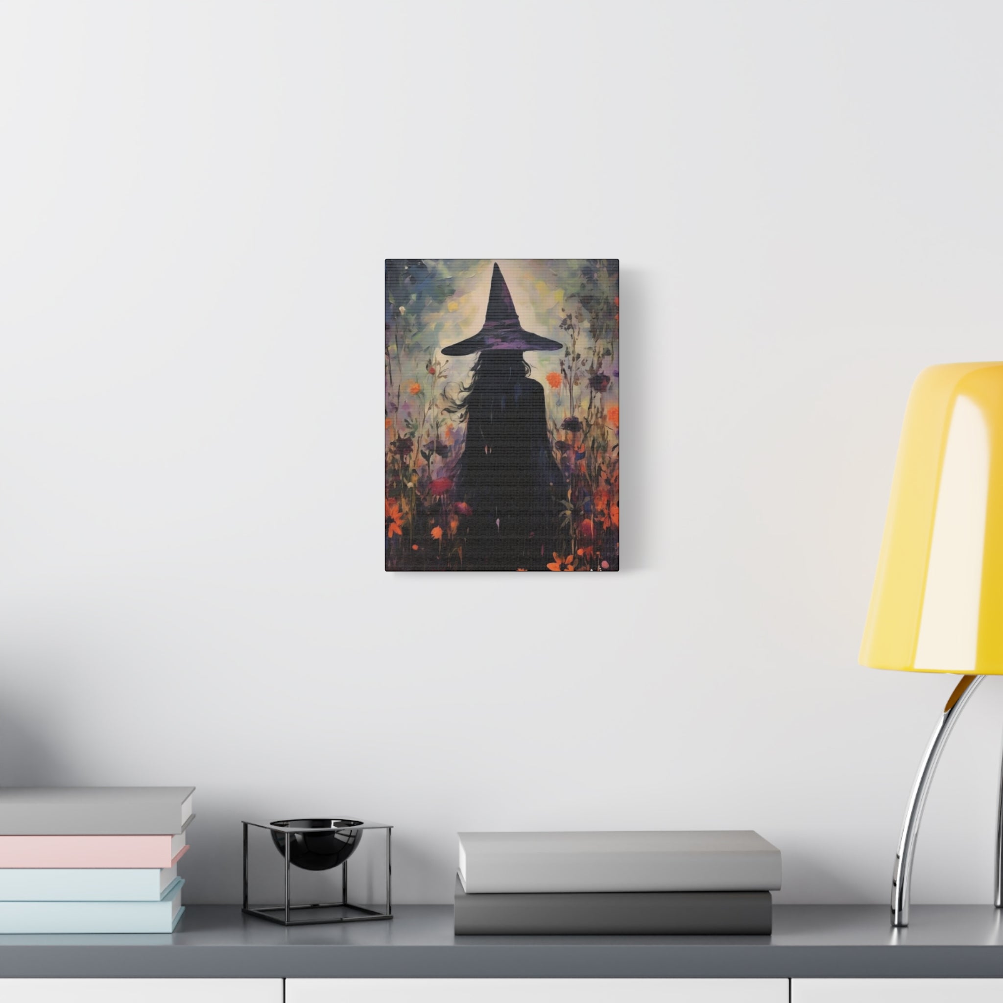 Fall Canvas Wall Art Print - Witch Silhouette in Floral Field, Mystical Home Decor, Boho Aesthetic Art, Perfect Gift for Halloween, Witchy [...]