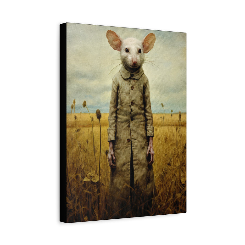 Folk Horror Mouse Canvas Print, Quirky Home Decor, Unique Gift, Art for Animal Lovers, Retro Aesthetic