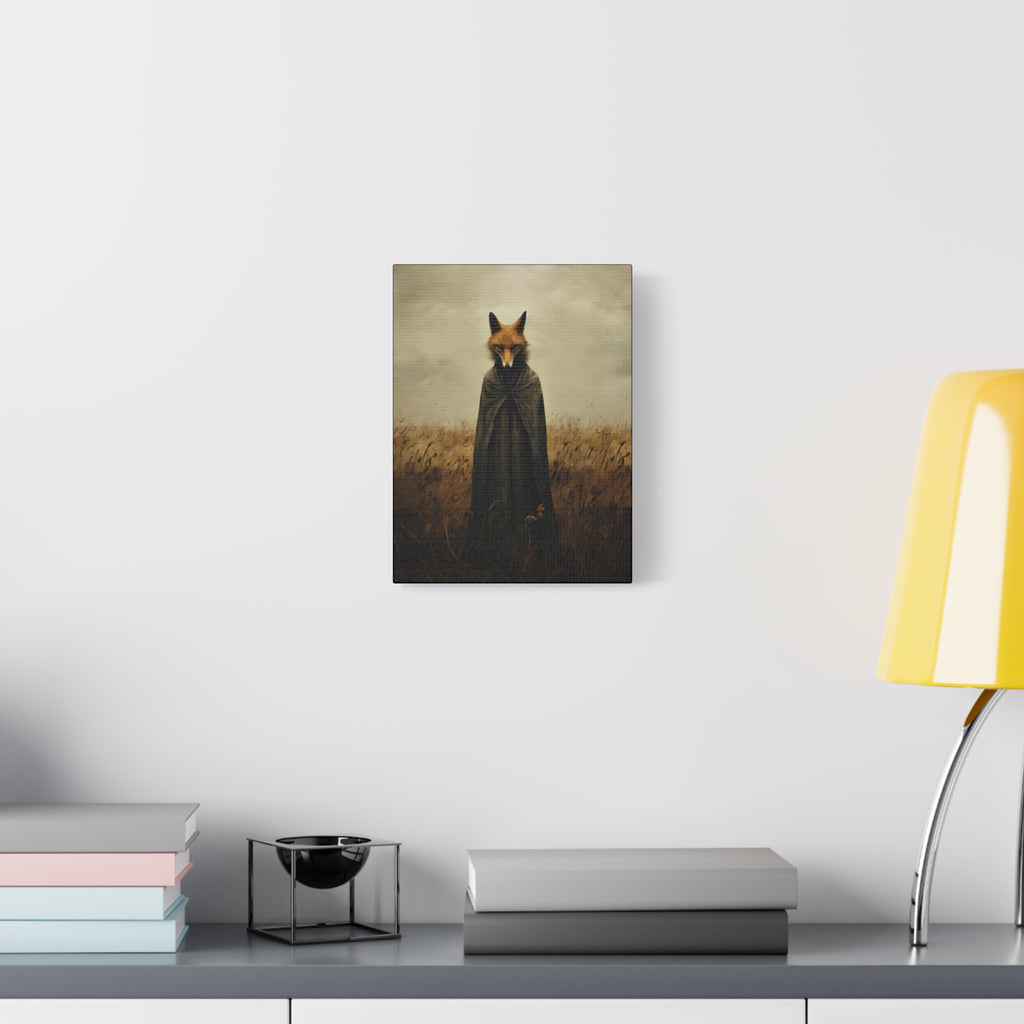 Folk Horror Fox Canvas Wall Art, Animal Artwork, Nature Decor, Living Room, Gift for Animal Lovers, Home Wall Decoration