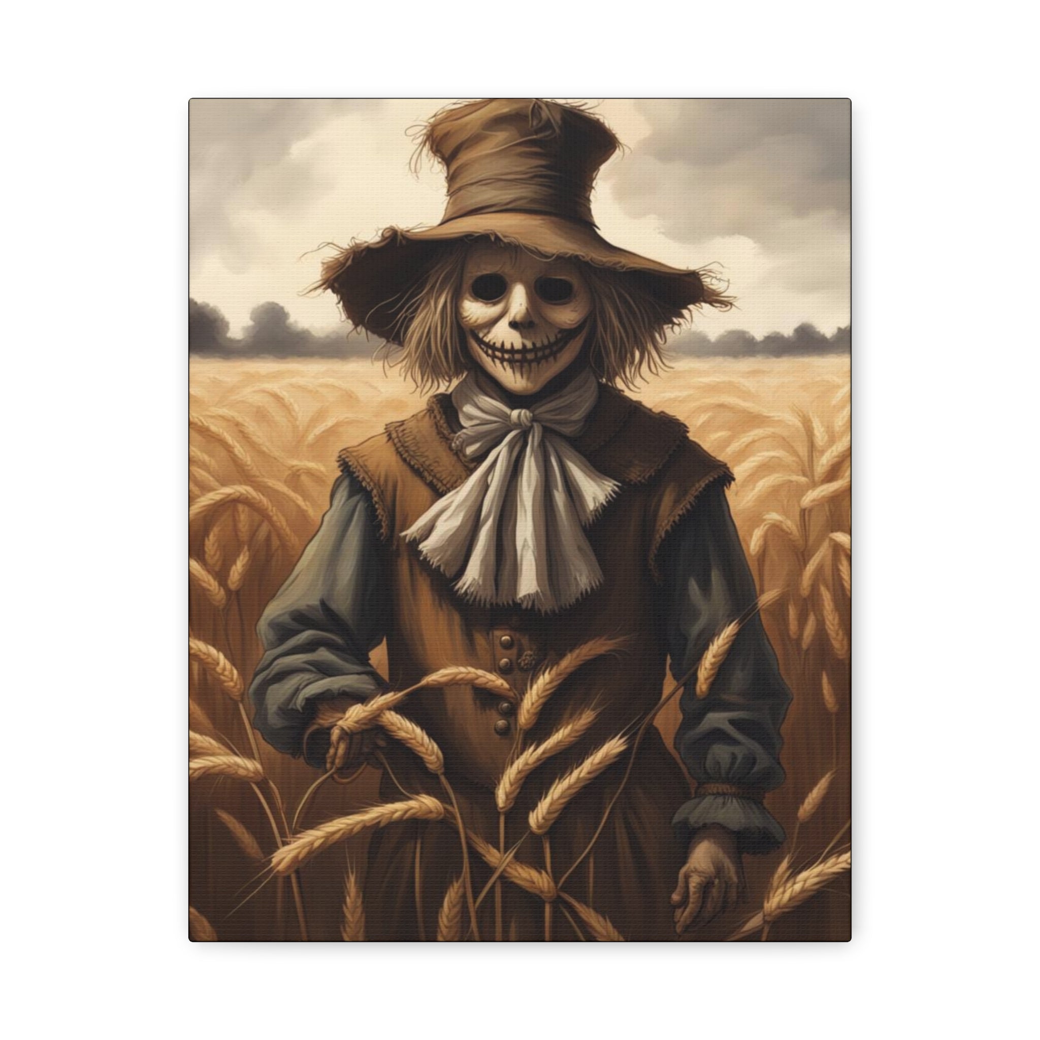 Scarecrow Canvas Art Print, Creepy Wall Decor, Autumn Home Decor, Halloween Decoration, Farmhouse Wall Art
