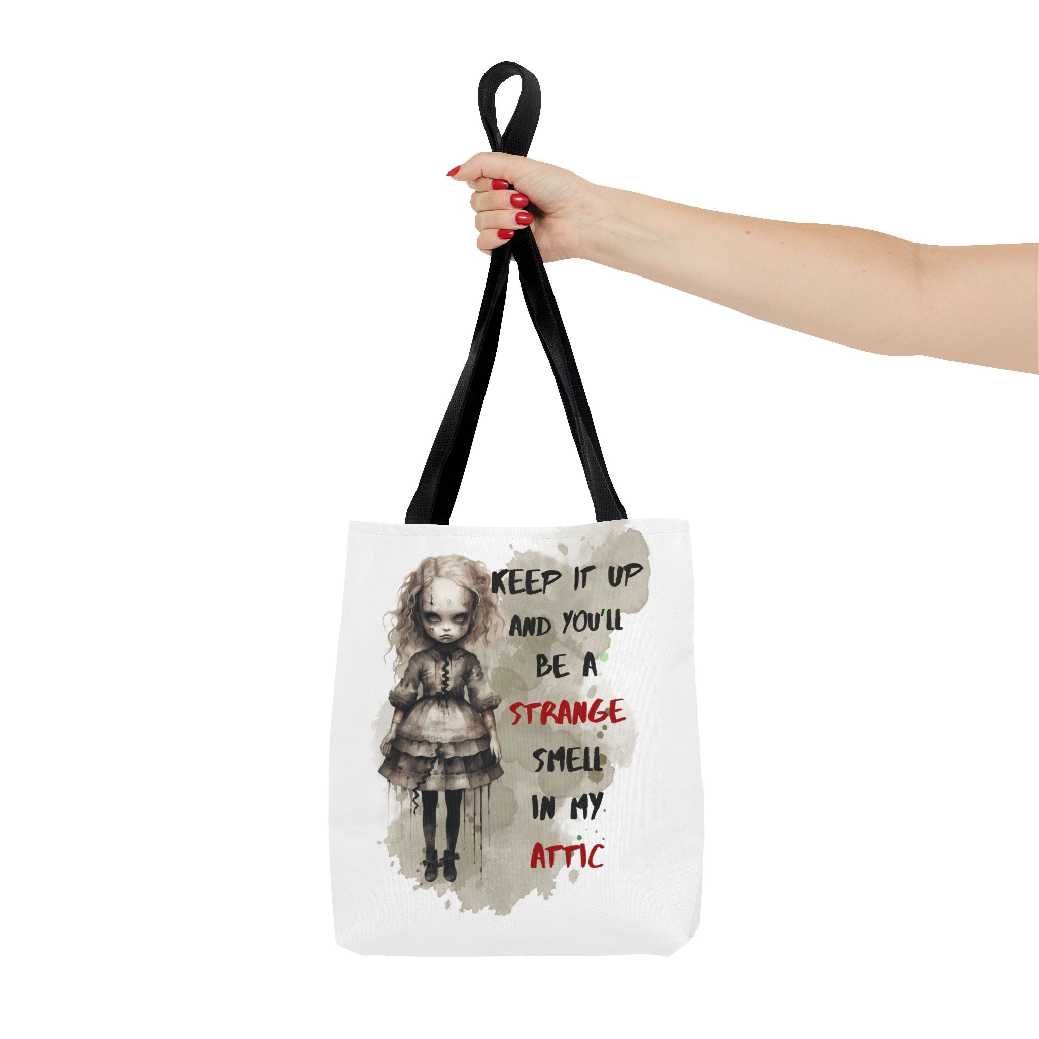 Strange Smell in My Attic Tote Bag, Gothic Eco-Friendly Tote, Witchy Canvas Bag, Unique Gift for Horror Fans, Halloween Essential