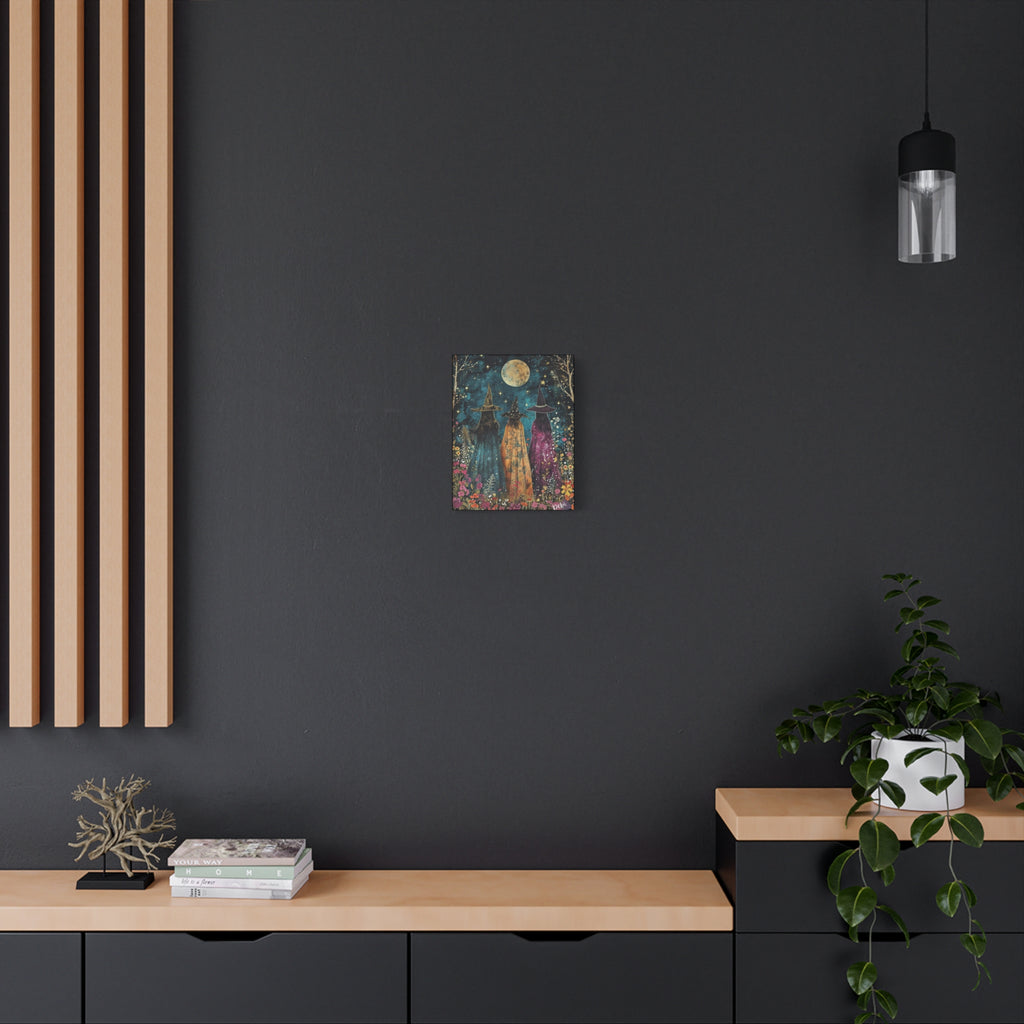 Full moon Trio Canvas Wall Art, Halloween Decor, Boho Home Decor, Mystic Wall Hanging, Witchy Artwork, Gift for Witches