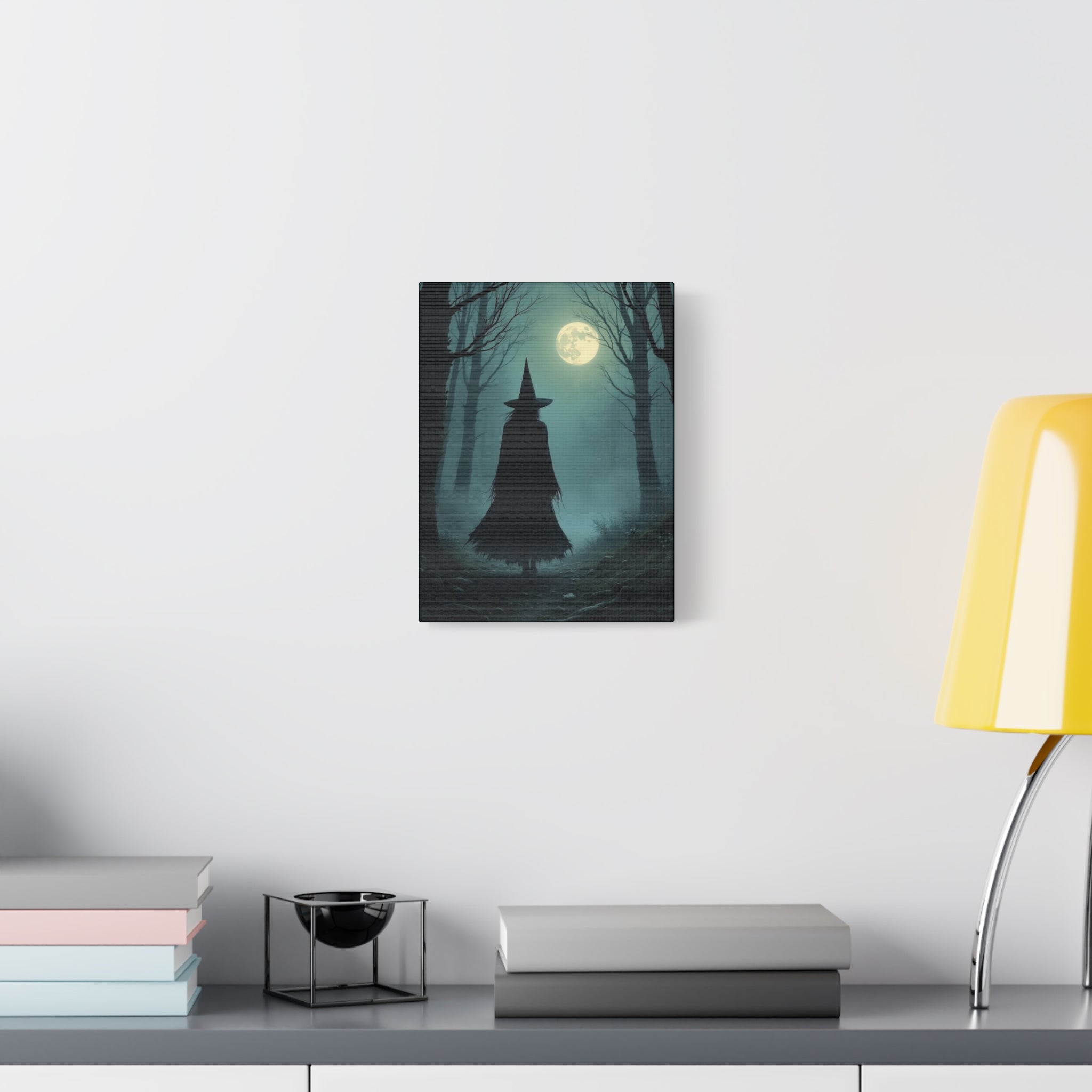 Full Moon Art Canvas, Spooky Wall Decor, Halloween Home Decoration, Witch Themed Gift, Witchy Artwork for October