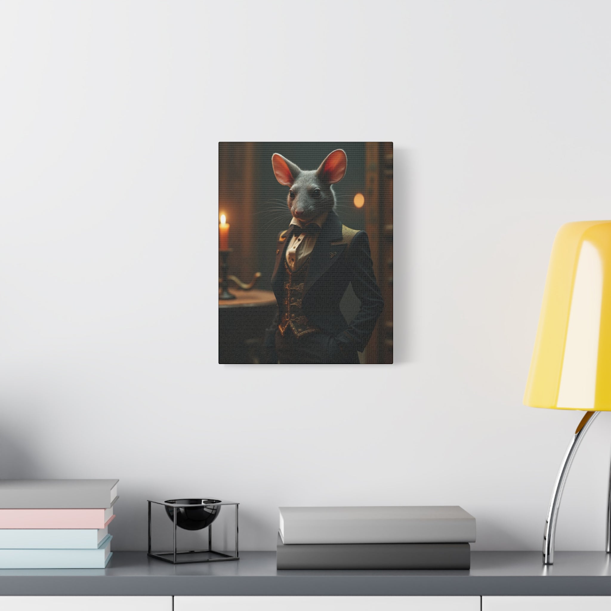 Elegant Mouse Canvas Wall Art Featuring Dapper Mouse, Funny Home Decor, Quirky Gift Idea, Unique Art for Animal Lovers, Fun Addition to Any Room