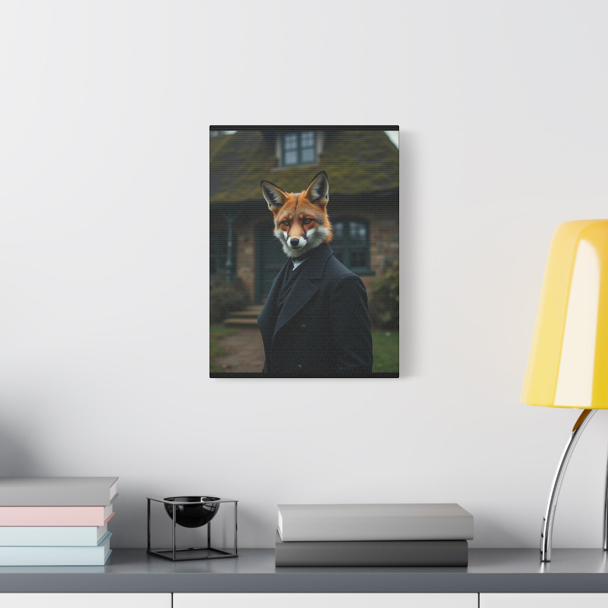 Folk Horror Fox Portrait Canvas Wall Art, Animal Lover Decor, Unique Gift, Rustic Home Accent, Nature-Inspired Artwork