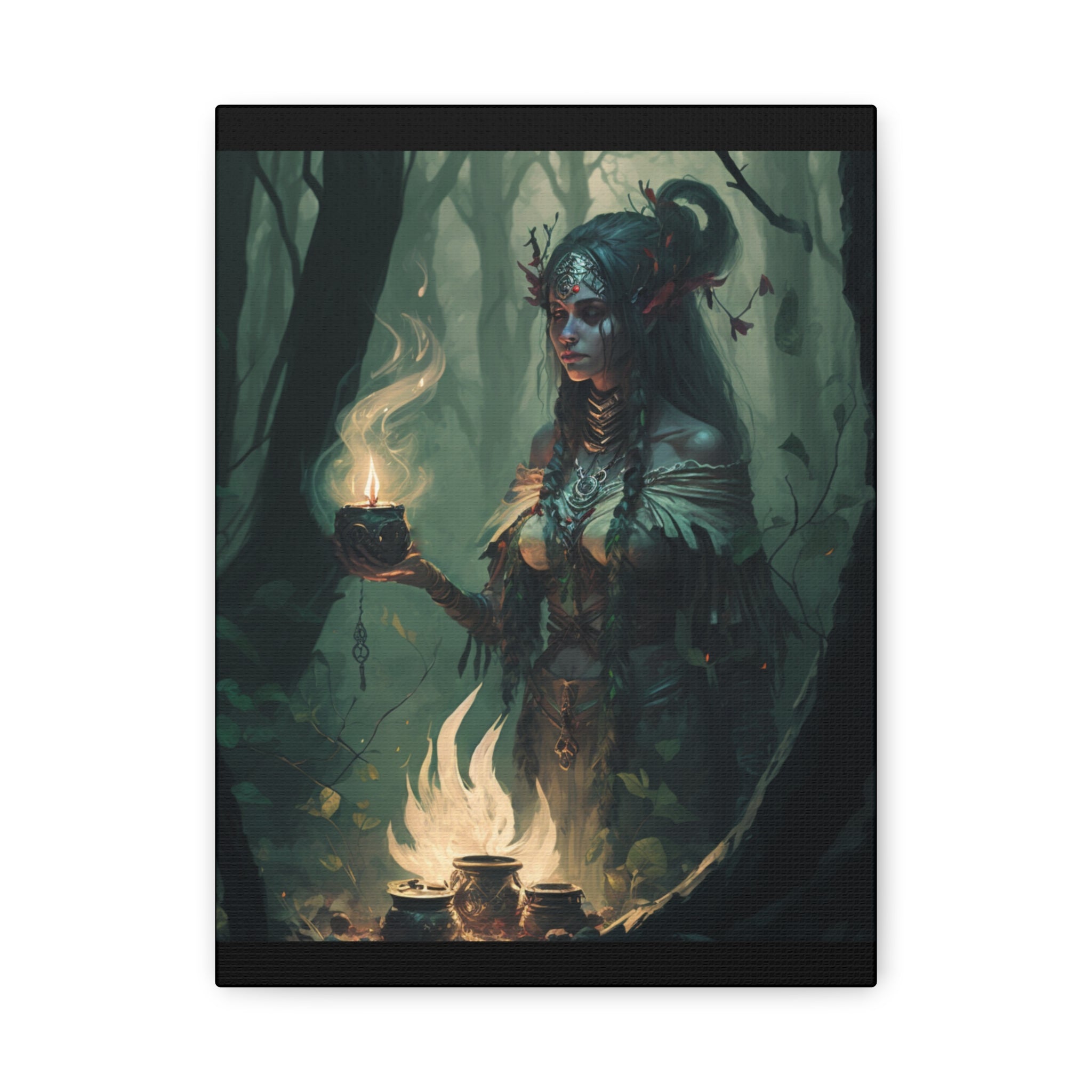 Enchanting Forest Goddess Canvas Art, Mystical Wall Decor, Spiritual Home Decor, Witchy Gift, Bohemian Artwork, Fantasy Art