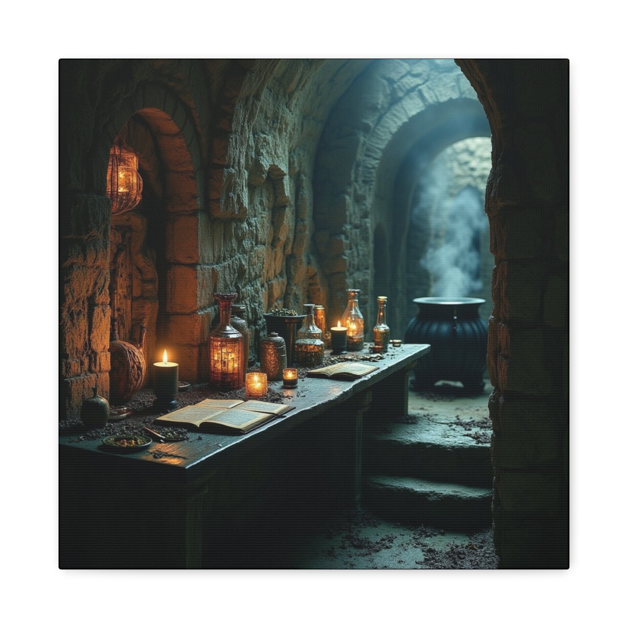 The Alchemist's Lab Canvas Art, Fantasy Wall Decor, Witchcraft Room Decoration, Gothic Home Accent, Enchanted Art for Halloween