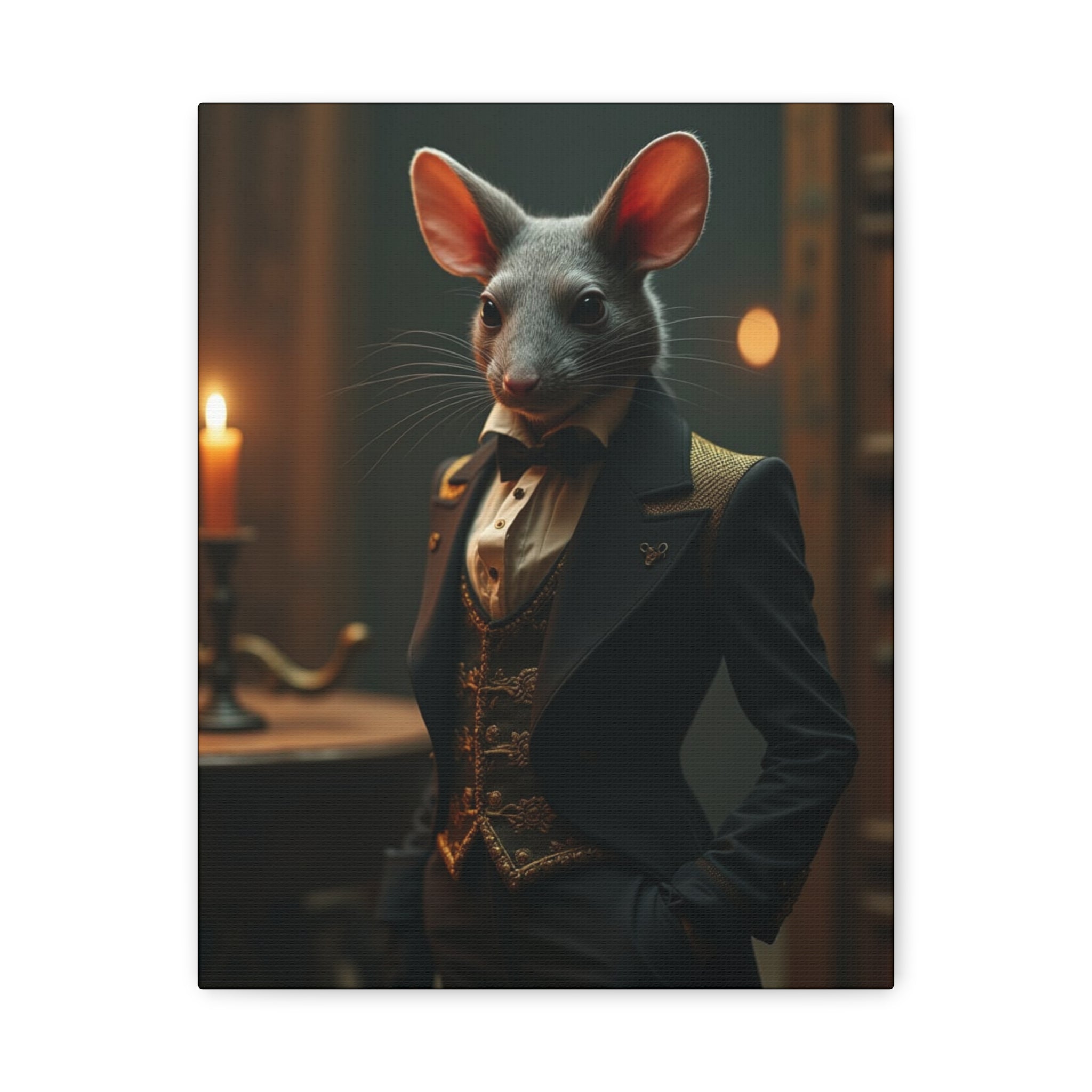 Elegant Mouse Canvas Wall Art Featuring Dapper Mouse, Funny Home Decor, Quirky Gift Idea, Unique Art for Animal Lovers, Fun Addition to Any Room