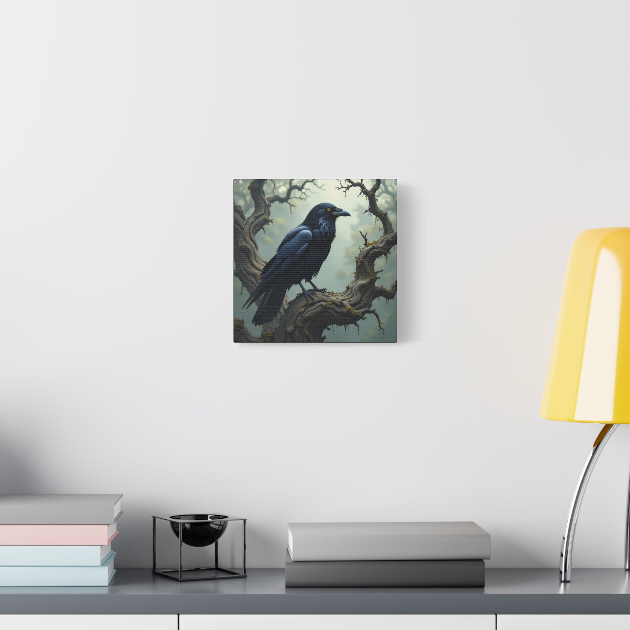 Mystical Raven Canvas Art, Black Bird Wall Decor, Gothic Home Accent, Halloween Decoration, Nature Artwork