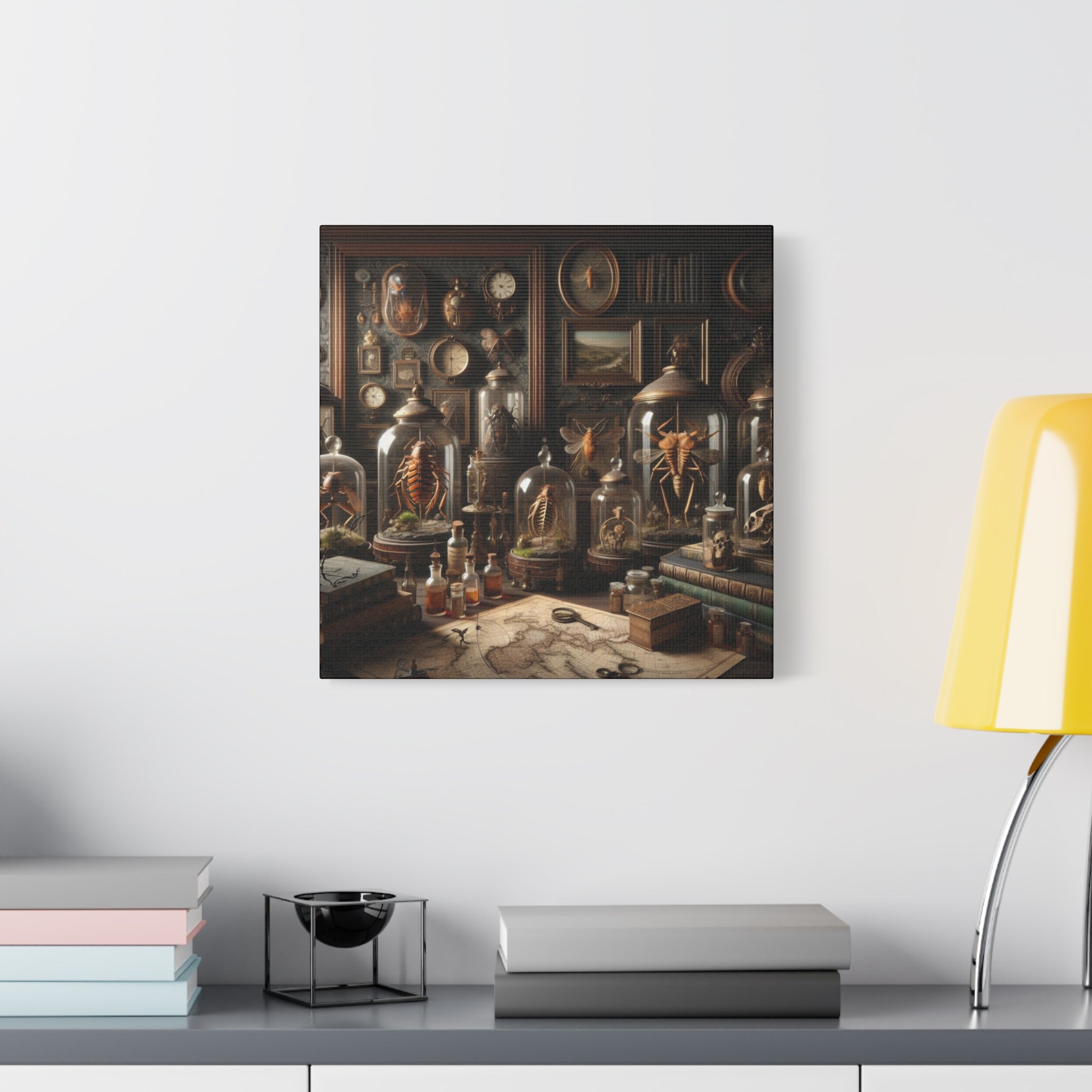 Curiosities Stretched Canvas Print of Curiosities, Wall Art, Home Decor, Gothic Decor, Steampunk Artwork