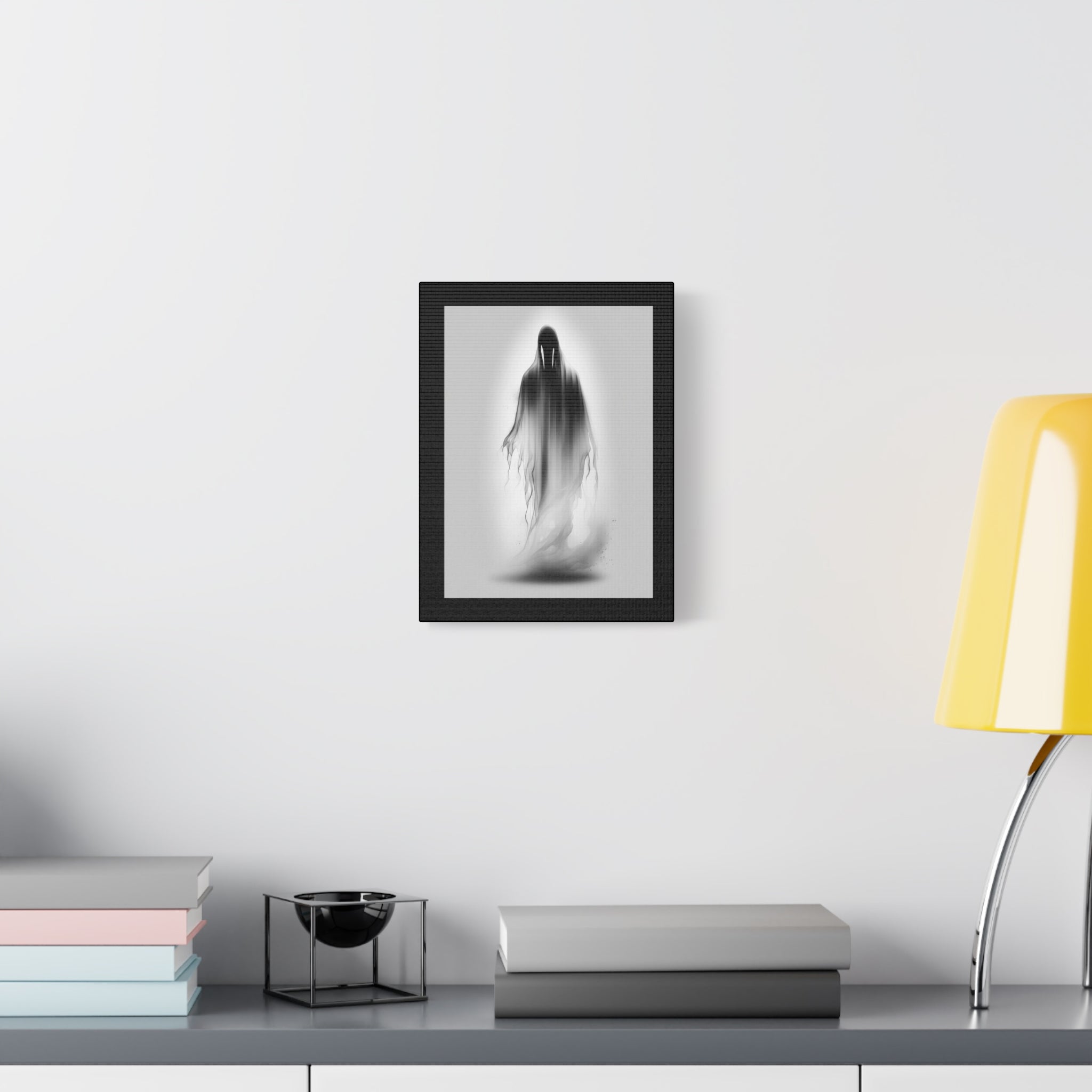 Spectre Art Print, Framed Wall Decor, Halloween Home Decoration, Monochrome Canvas, Gothic Room Accent